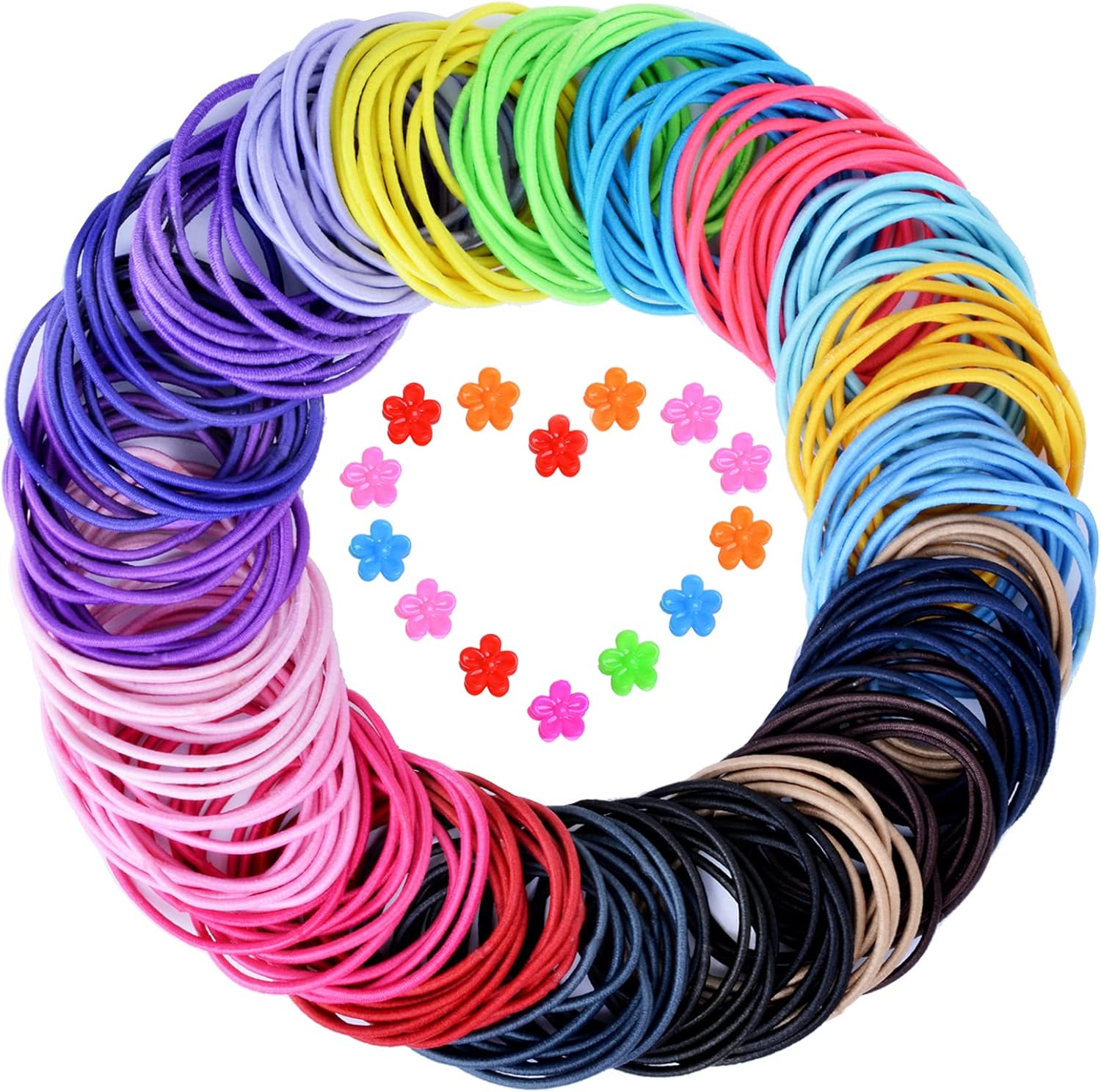 Hair Bobbles, 200Pcs Hair Ties Elastic Hair Bands Ponytail Holders for Girls Wom...