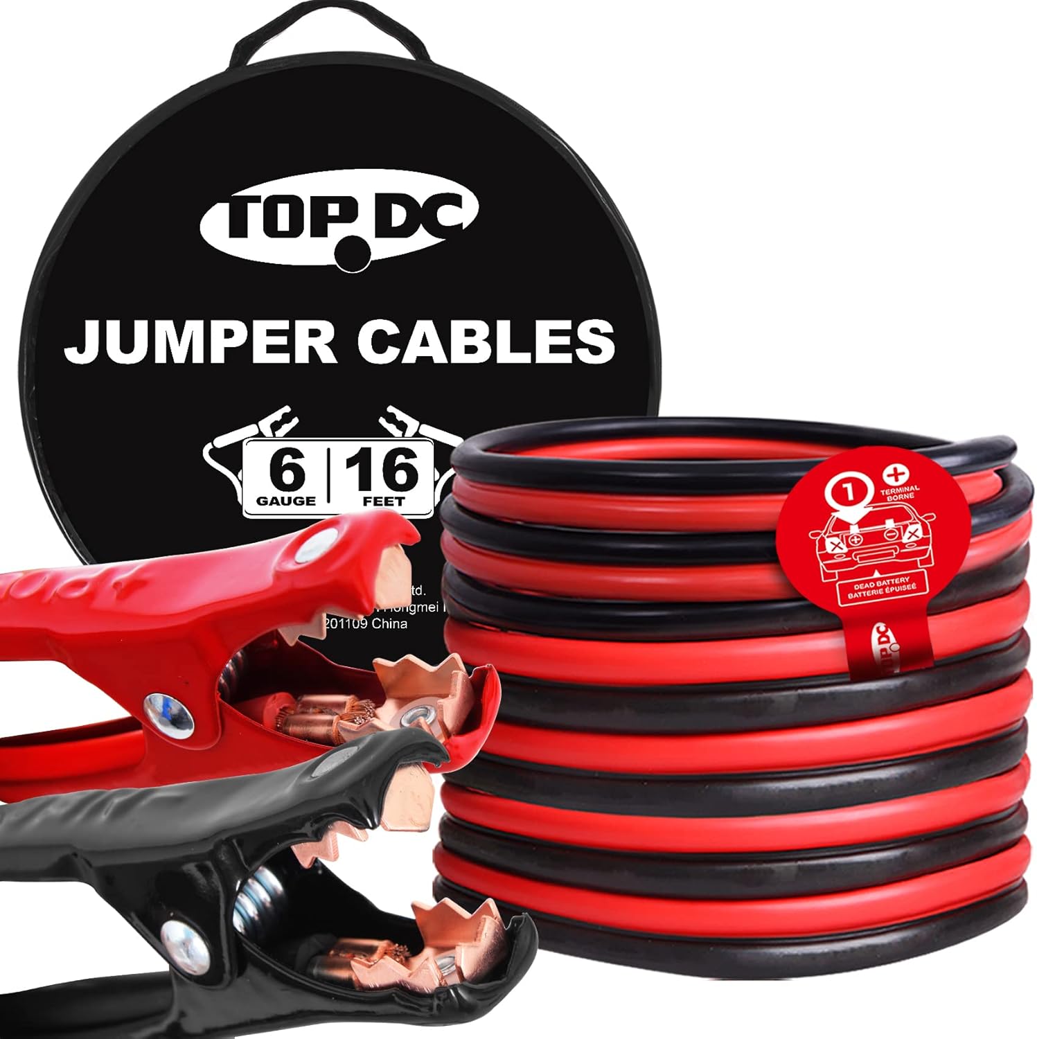 TOPDC 6 Gauge 16 Feet Jumper Cables, Special Heavy Duty Automotive Booster Cable...