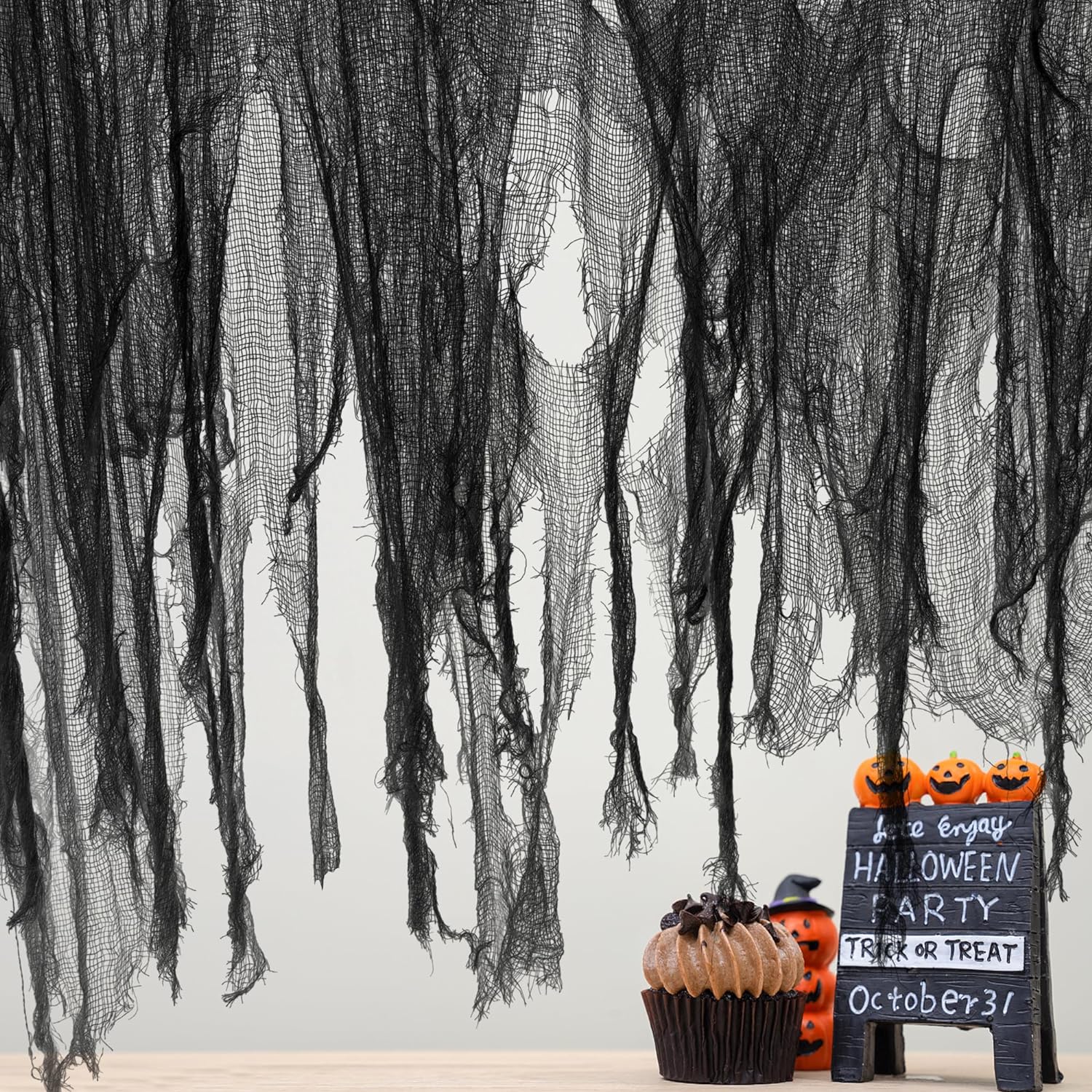 Watayo 500 x 59 Inch Halloween Spooky Cloth - Black Large Size Halloween Scary C...