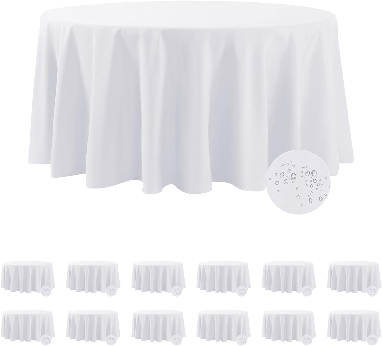Fokitut 12 Pack Waterproof Round Tablecloth, 120 Inch, Stain Resistant and Wrink...