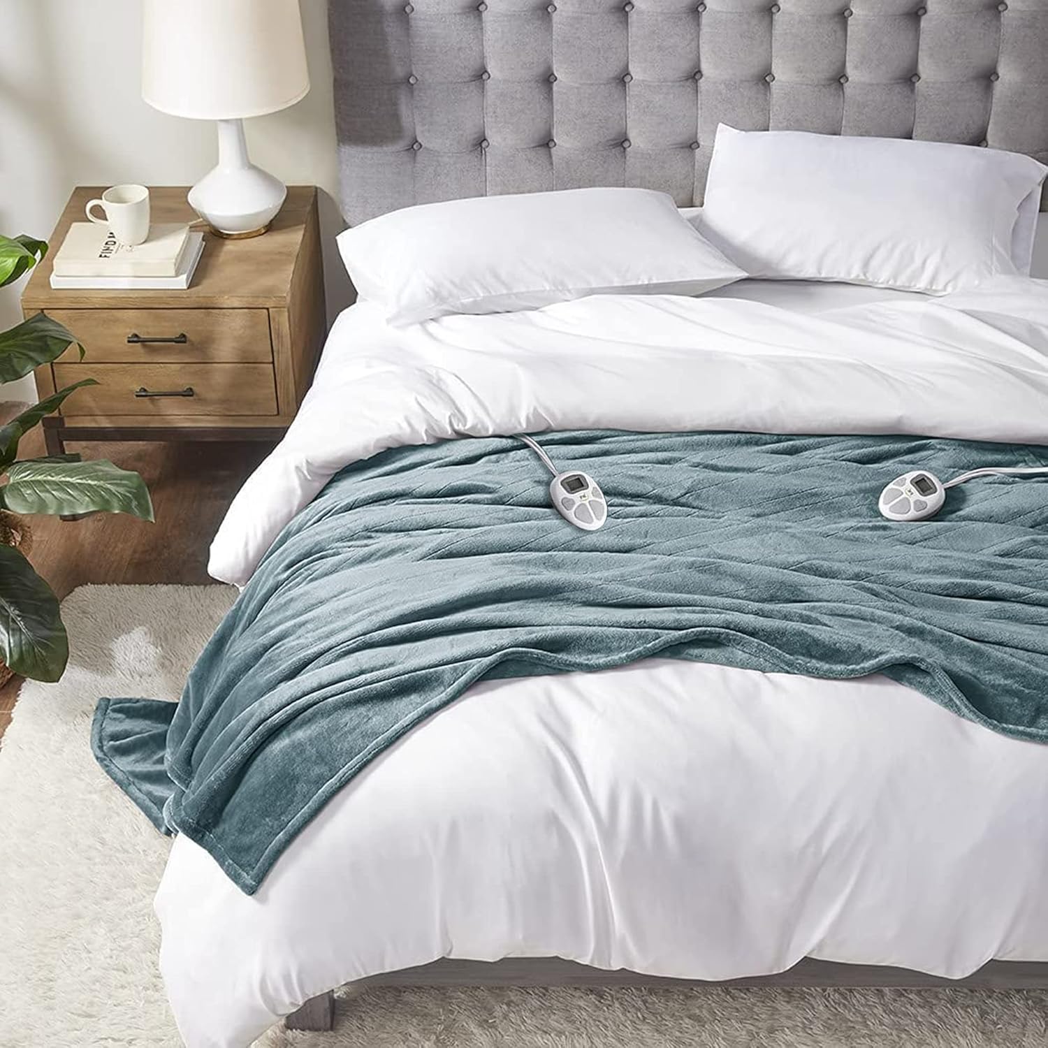 Serta Luxuriously Soft Plush Electric Blanket Fast Heating Cozy Cover, Safety Au...