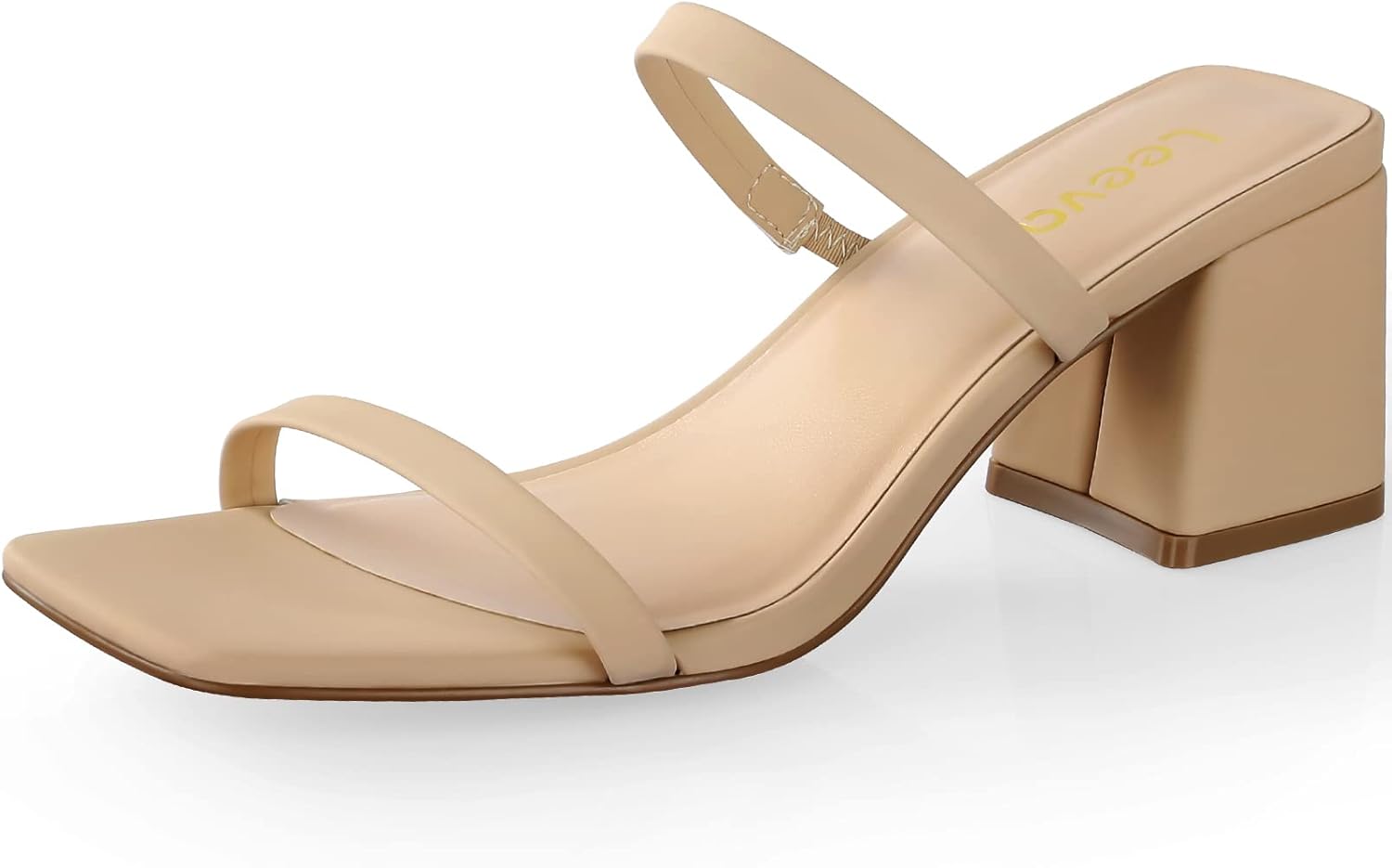 Leevar Square Toe Heeled Sandals for Women - Women's Low Block Heels Sandals - 2...