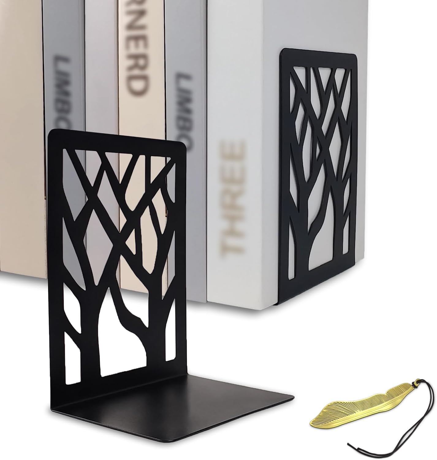 Mgood Book Ends, Metal Bookends, 1 Pair Black Book Ends for Shelves, Non Skid No...