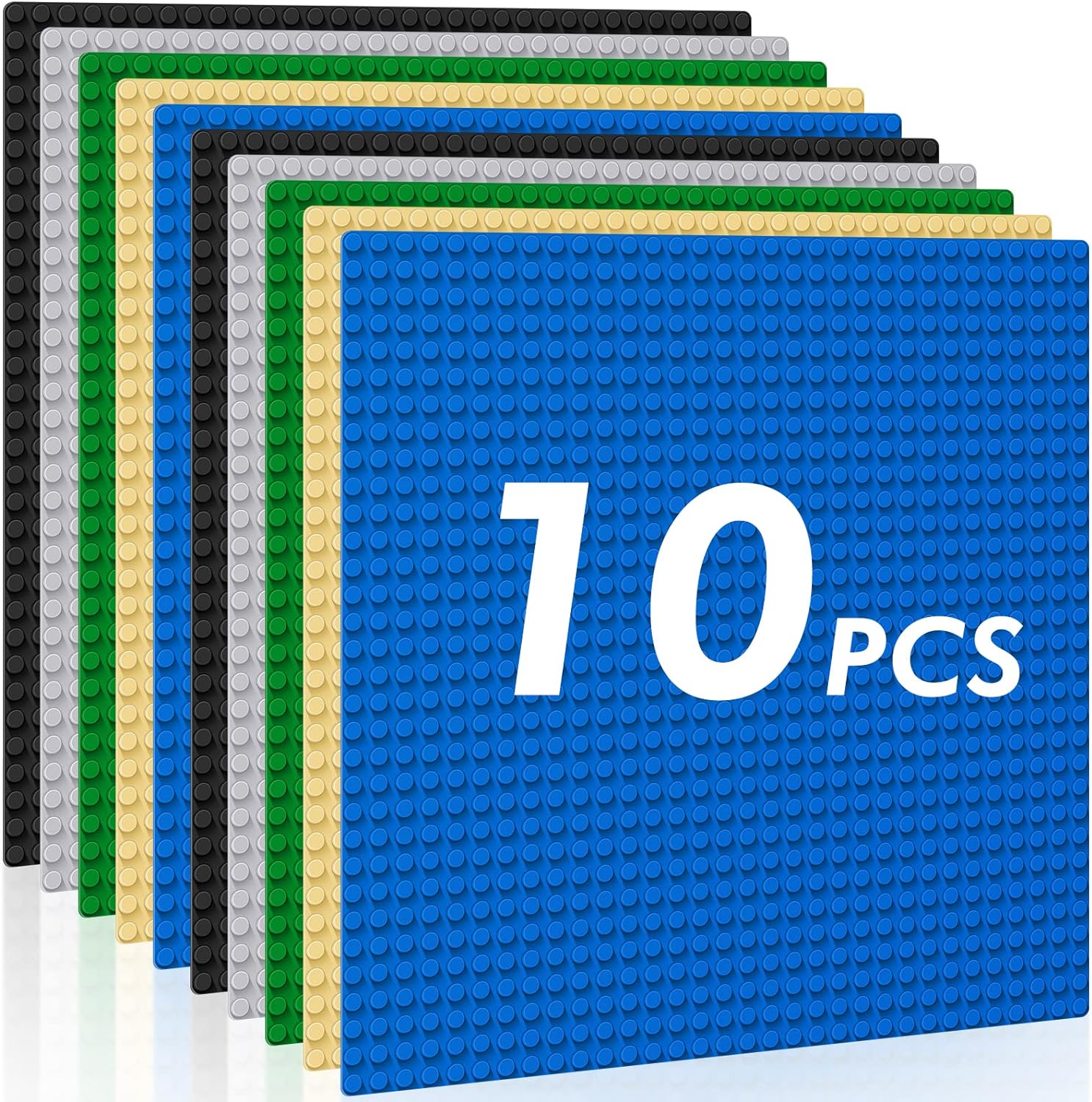 Classic Baseplates Building Plates-Pack of 10 Large 10" x 10" Building Bricks, C...