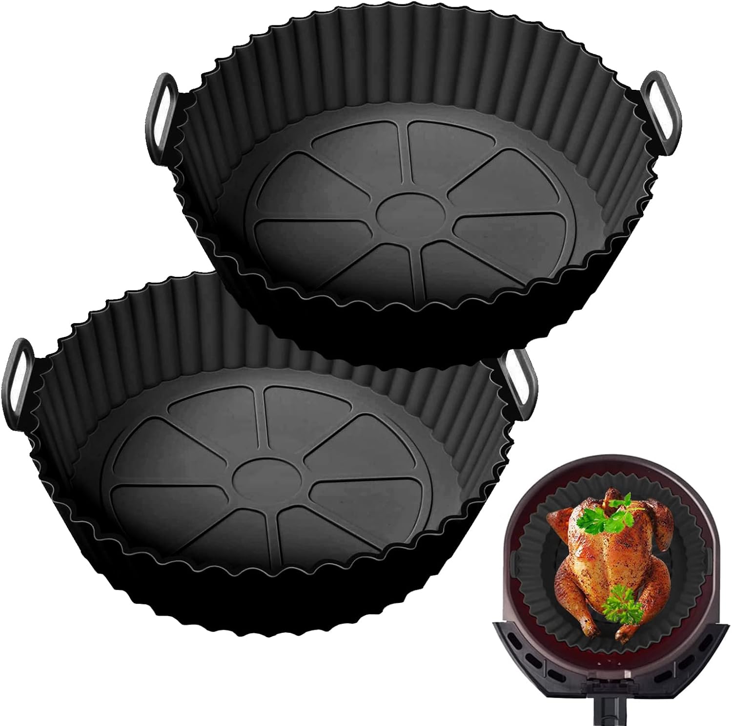 Air Fryer Silicone Liner, 2 Pack Reusable Silicone AirFryer Liners, 7.8 inch Air...
