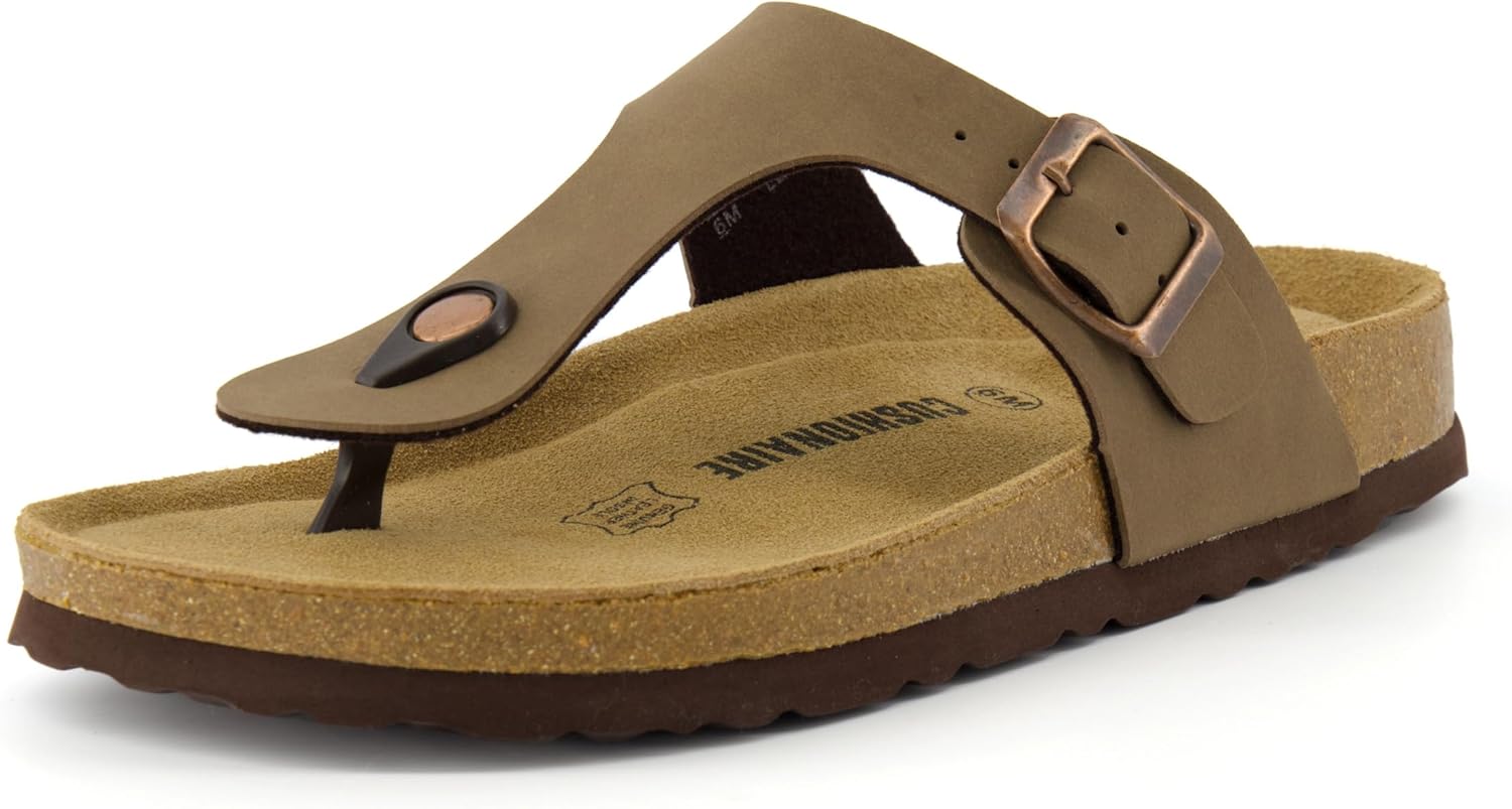 CUSHIONAIRE Women's Leah Cork Footbed Sandal With +Comfort 6 Brown