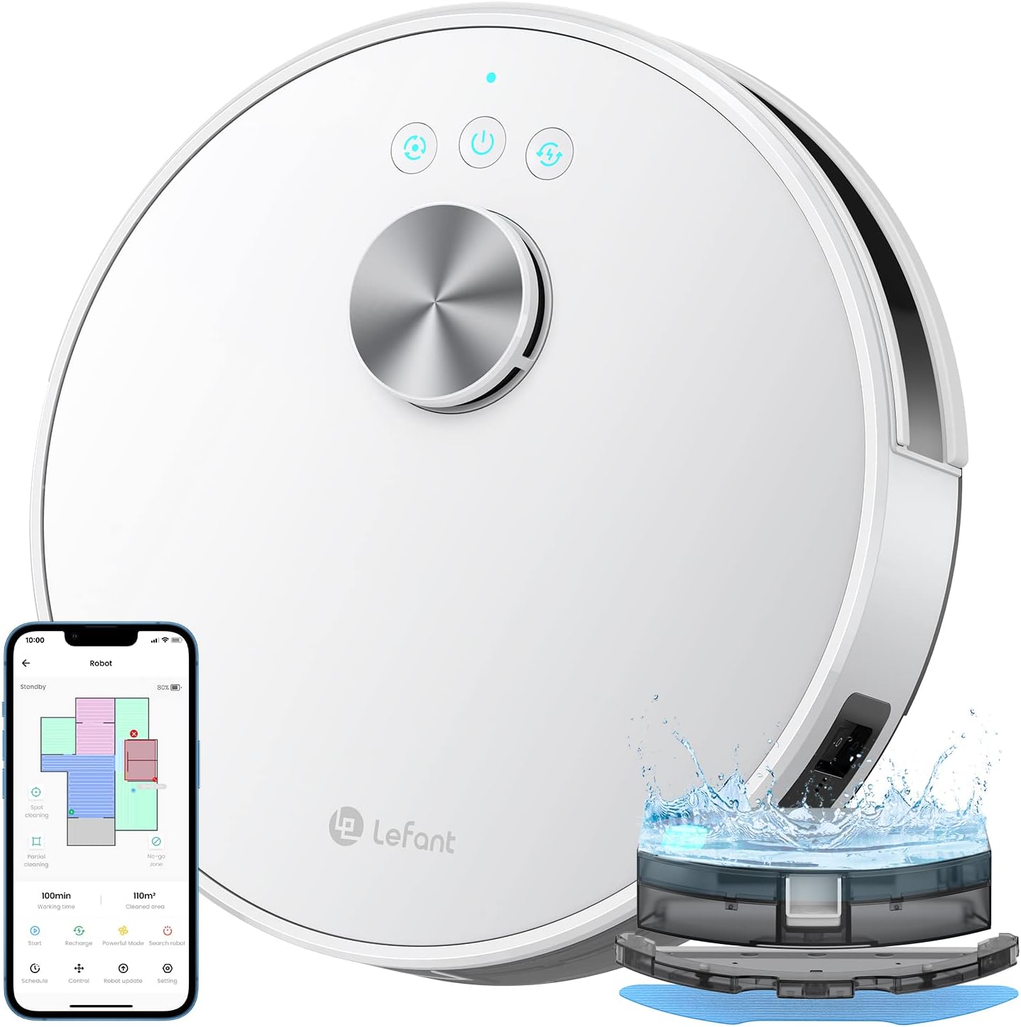 Lefant M1 Robot Vacuum Cleaner with Mop Room Mapping 4000Pa, LDS Navigation SLAM...