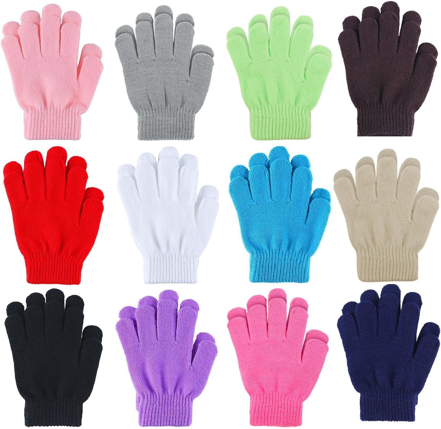 Cooraby 12 Pairs Kid's Winter Magic Gloves Children Stretchy Warm Magic Gloves B...