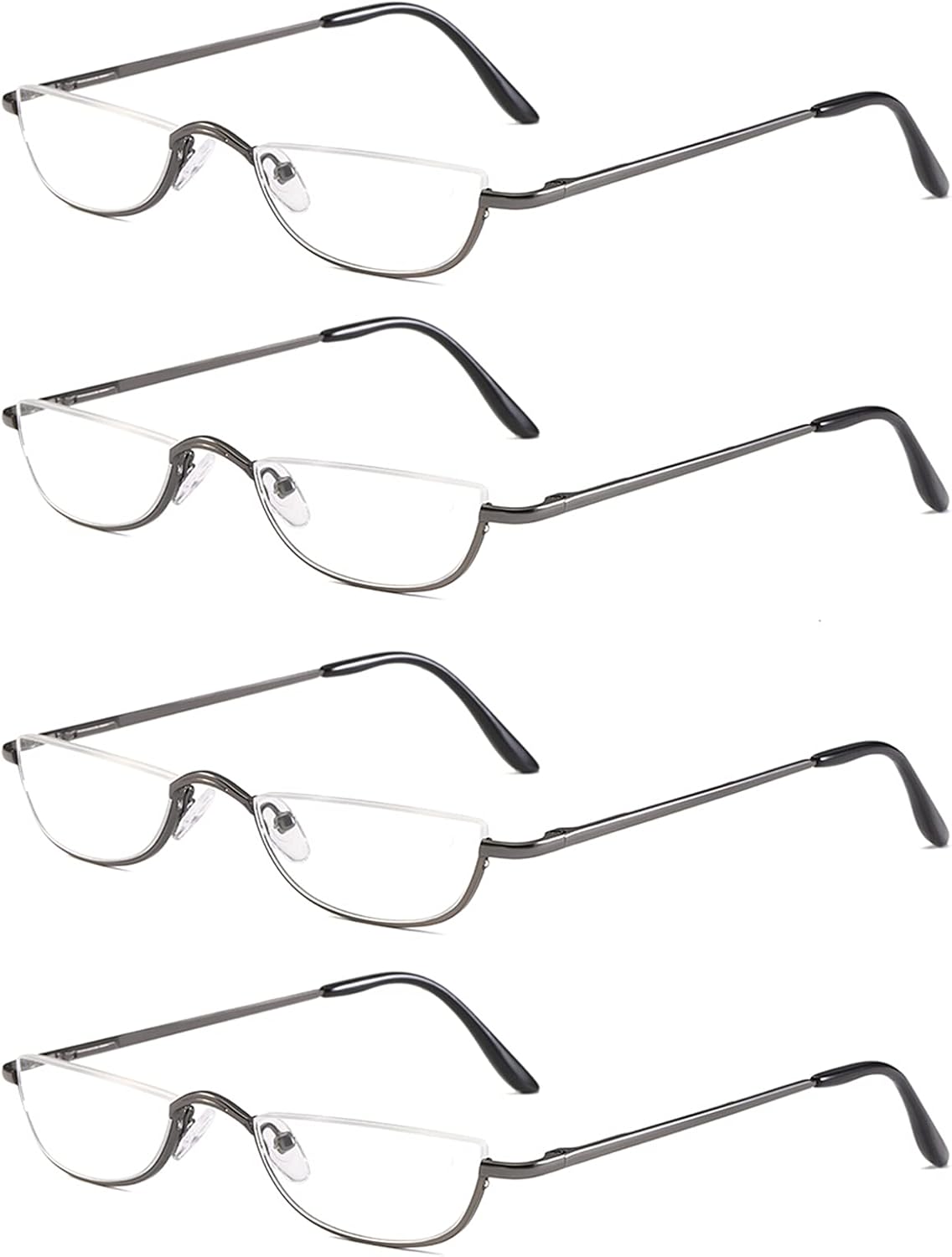 KoKoBin Half Reading Glasses - 4 Pairs Half Rim Metal Frame Glasses Spring Hinge...