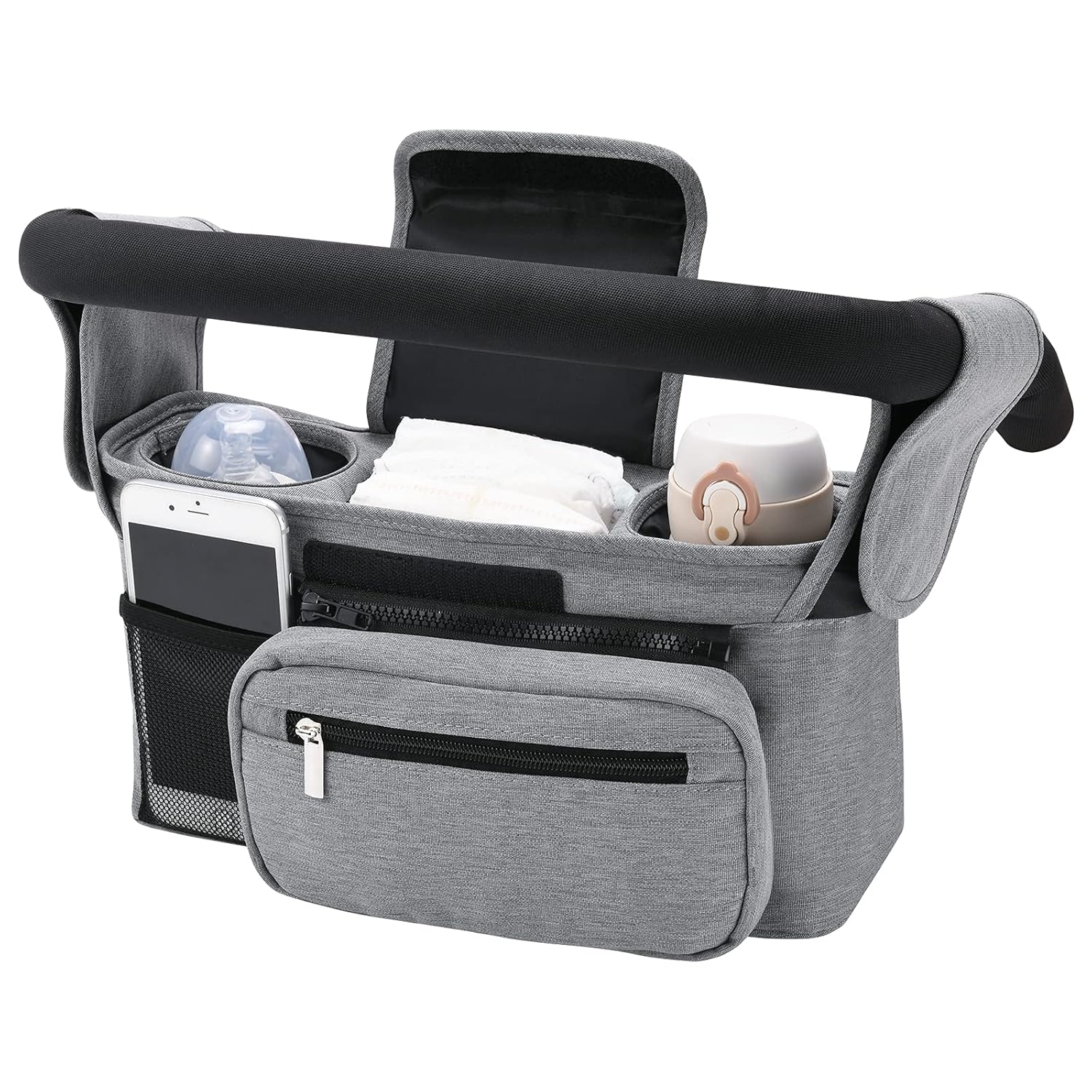 Momcozy Universal Stroller Organizer, Special Organizer with Insulated Cup Holde...