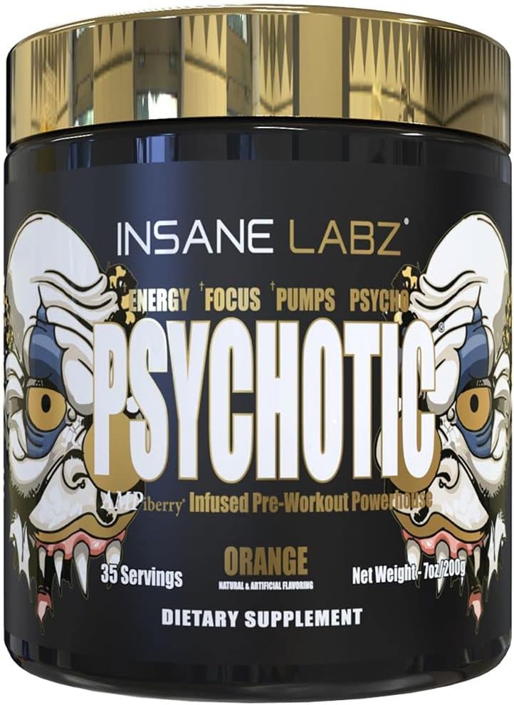 Insane Labz Psychotic Gold, High Stimulant Pre Workout Powder, Extreme Lasting E...