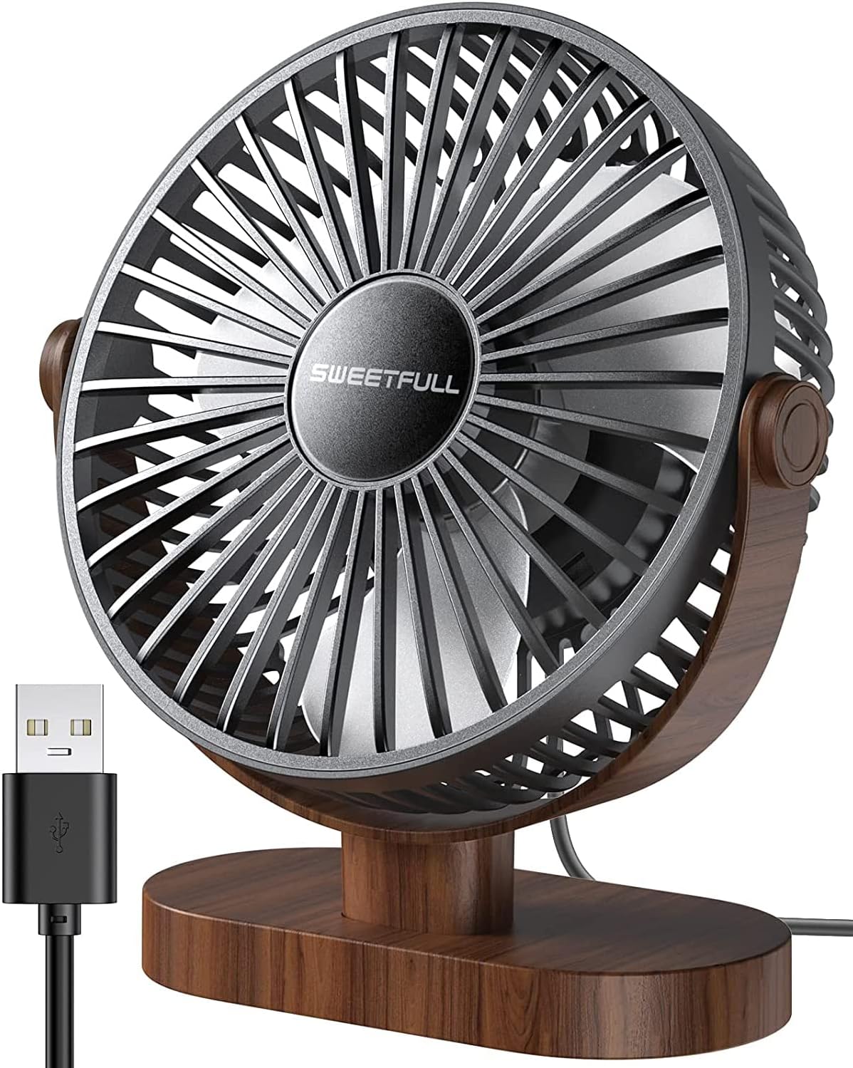 SWEETFULL 6.5 Inch USB Small Desk Fan, 3 Speeds Quiet Portable Desktop Table Fan...