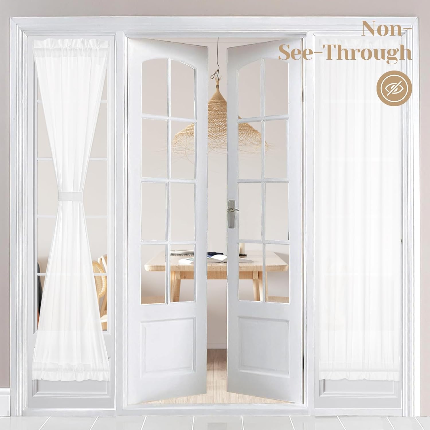 HOMEIDEAS Non-See-Through Sidelight Curtains for Front Door 2 Panels, Privacy Se...