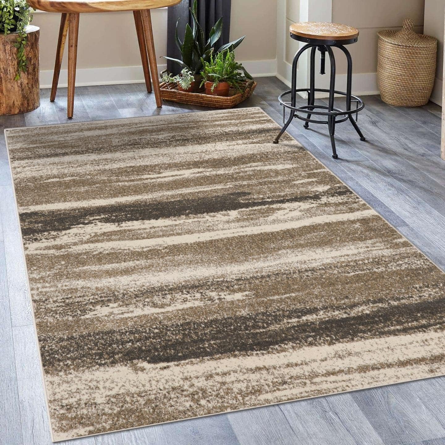 LUXE WEAVERS Lagos Collection 7501 Beige 6x9 Abstract Area Rug 6' x 9' Beige