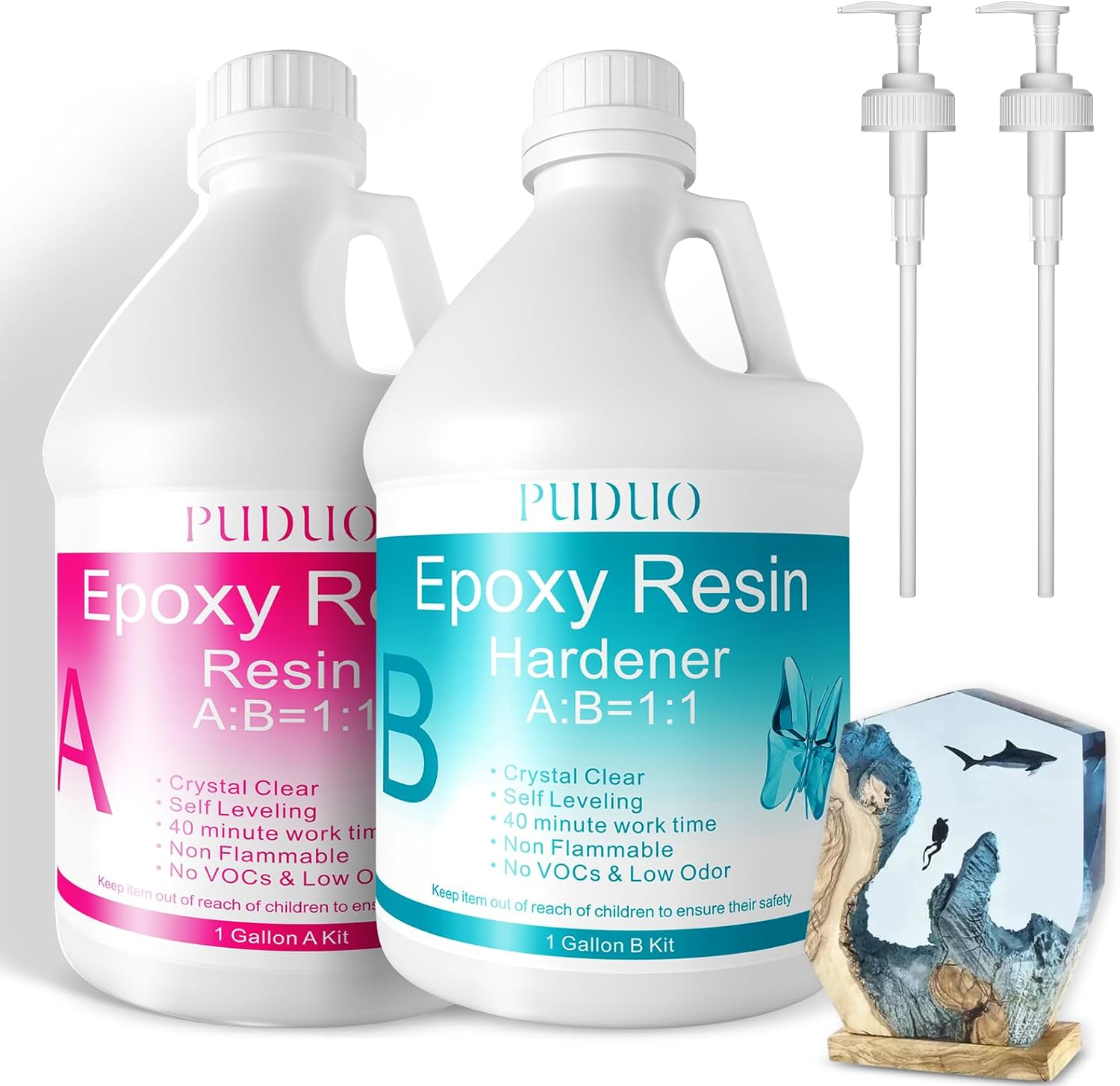 Epoxy Resin Crystal Clear Art 1 Gallon with Pump Kit for Coating, Casting, Resin...