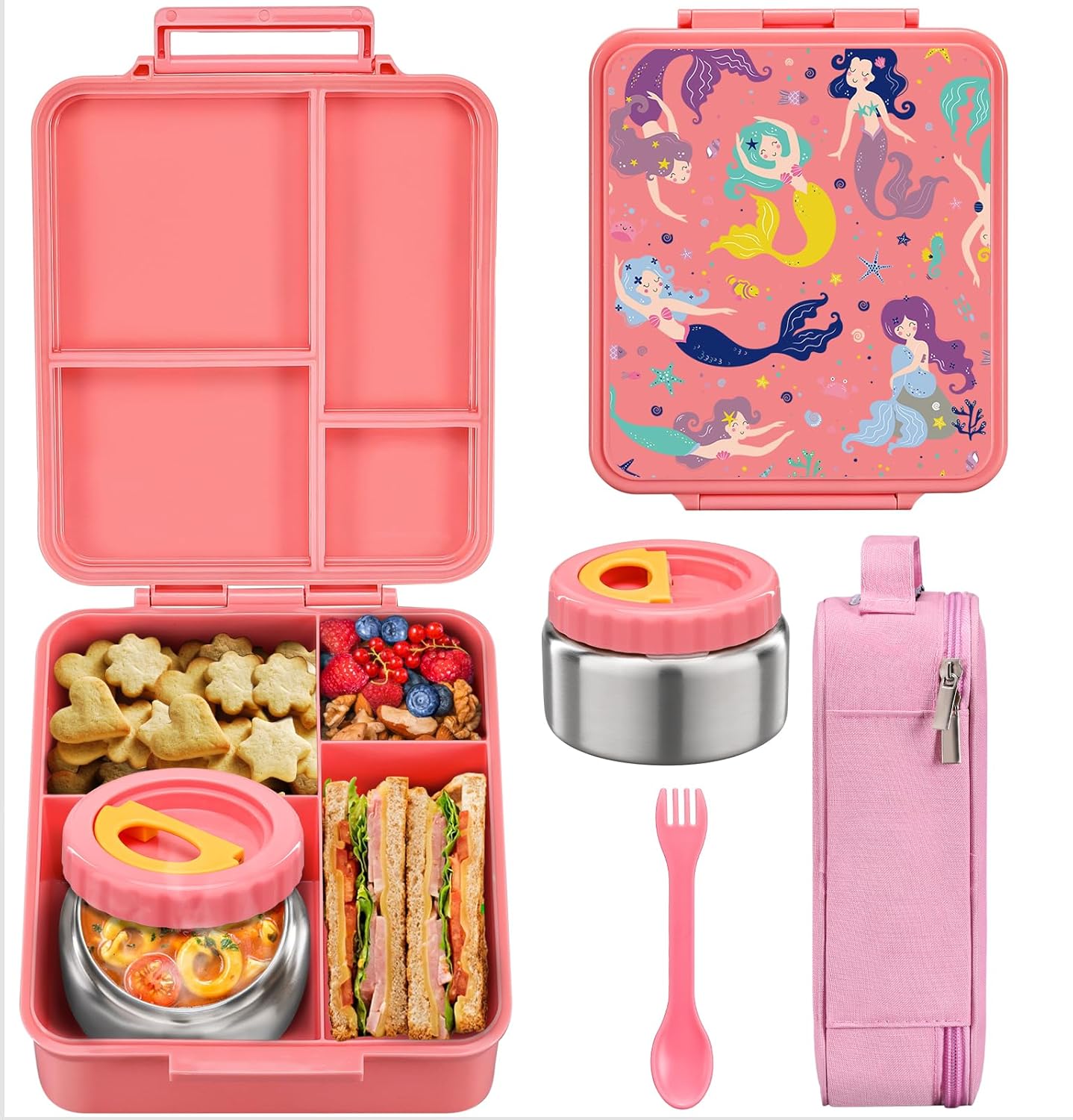 MAISON HUIS Bento Lunch Box for Kids With 8oz Soup Thermo, Leakproof Lunch Compa...