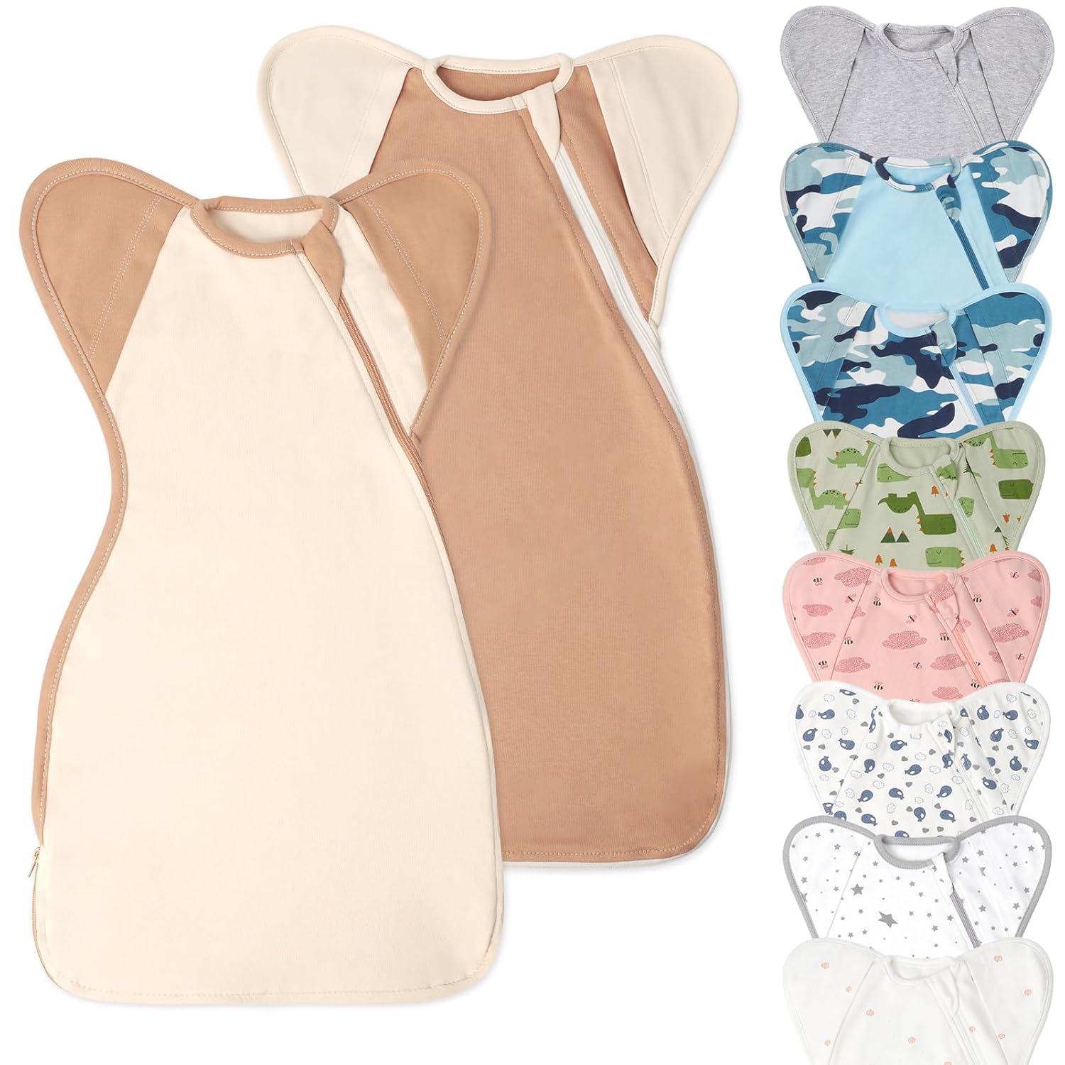 Swaddle Blanket Sleep Sack, Special Swaddle Blanket with Arms Up Design 2 Packs,...