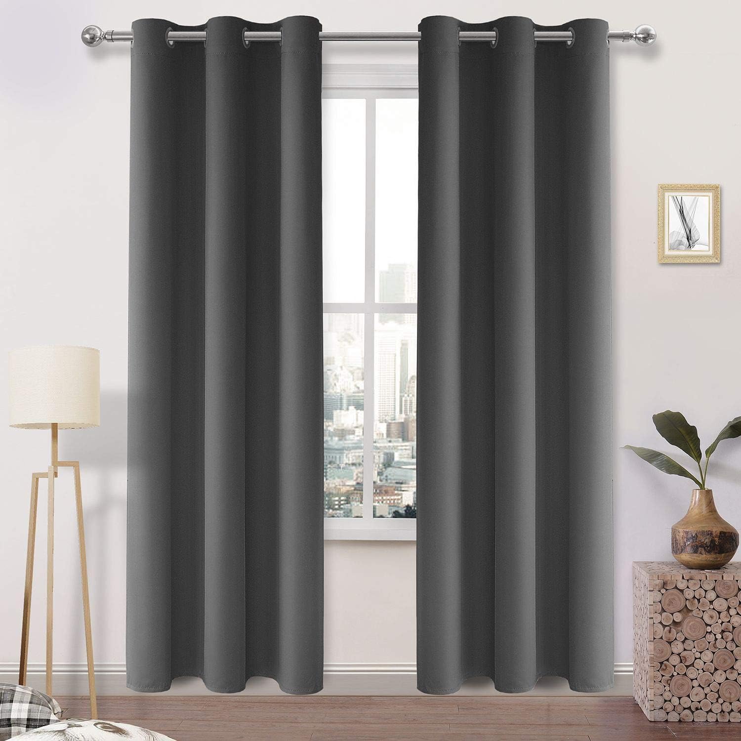 DWCN Curtain Grey Curtains for Living Room Blackout Curtains Eyelet Curtains The...