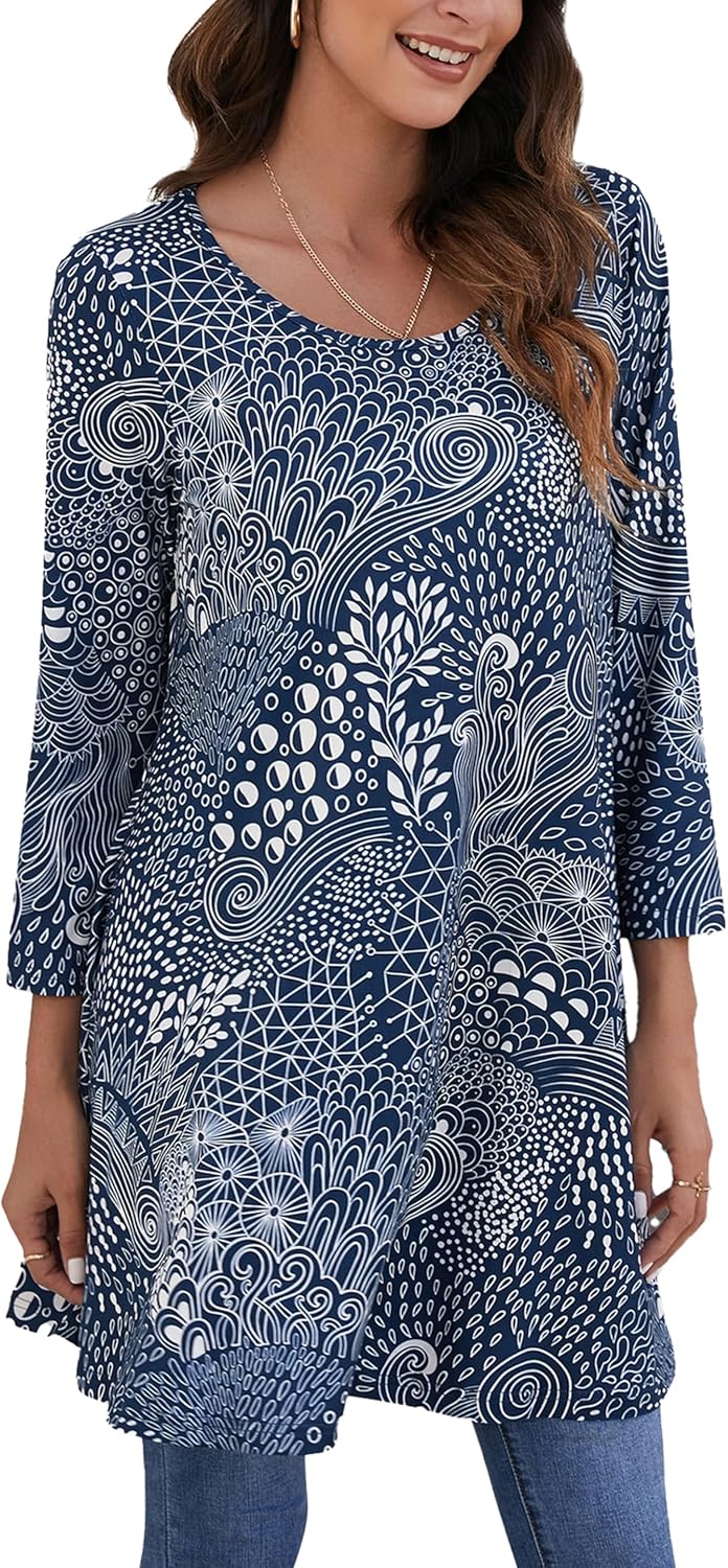 Enmain Womens Casual Tunic Tops Long Sleeve Ladies Longline Tunic Blouse Shirts...
