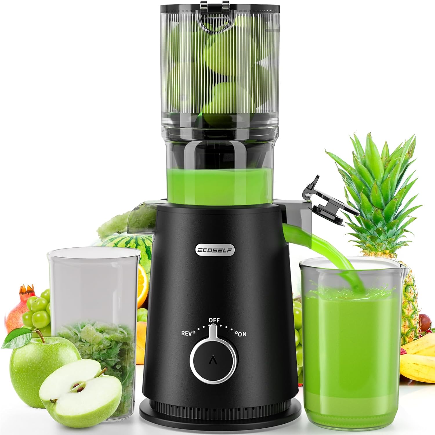Juicer Machines, Cold Press Juicer, Whole Juicer with 4.35" Wide Mouth, Whole Fr...