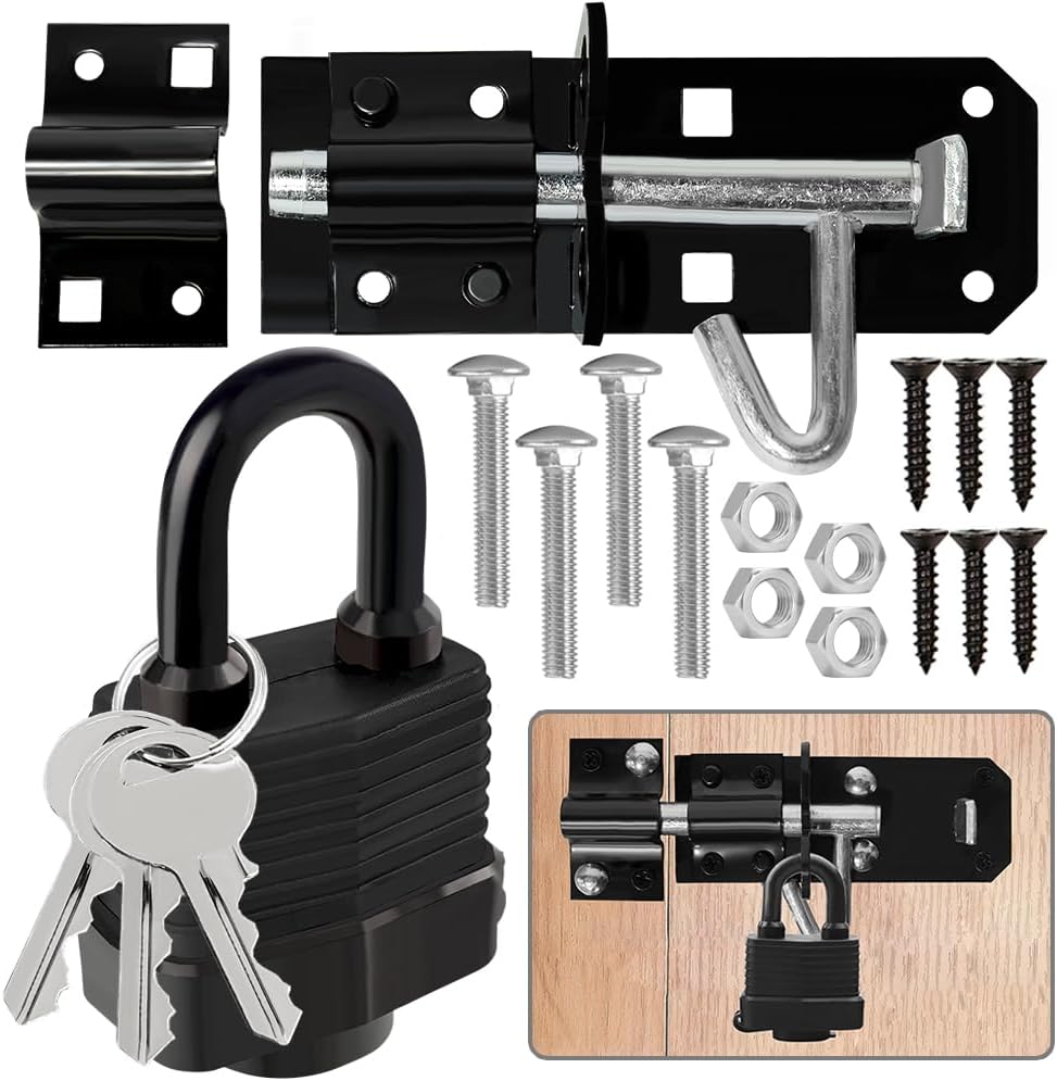 Door Lock Gate Bolt＆Door Latch Hasp,Stainless Steel Sliding Gate Bolt and Heavy...