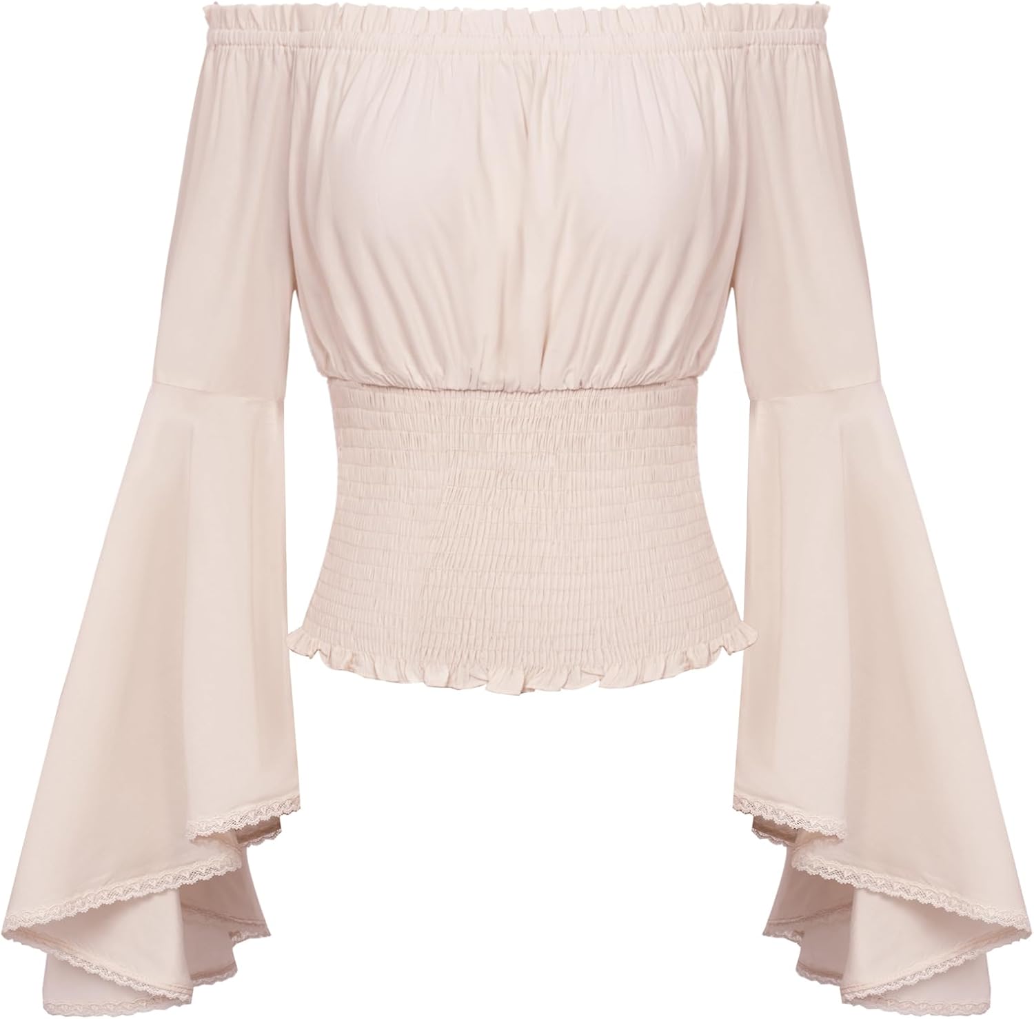 Scarlet Darkness Women Bell Sleeve Smocked Top Off The Shoulder Peasant Blouse R...