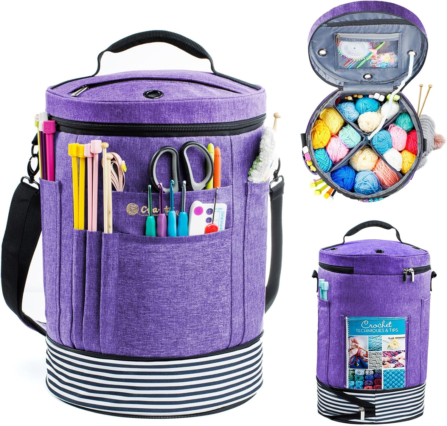 MYBAGZING Expandable Crochet Bag-Knitting Bag Yarn Storage Organizer - Yarn Bag...