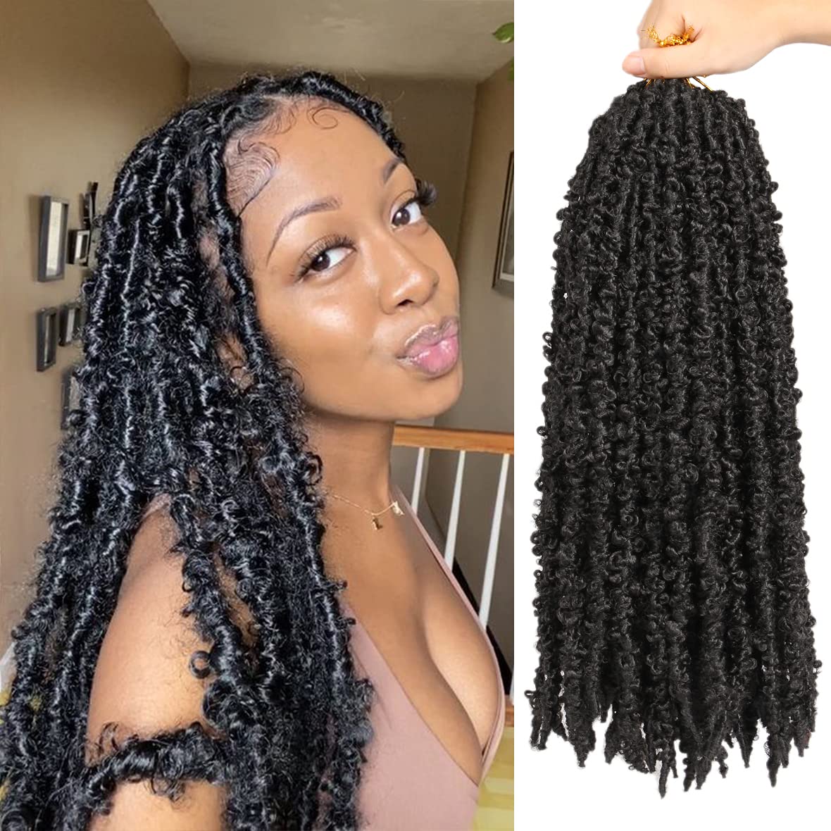 ZRQ Butterfly Locs Crochet Hair 18 Inch 6 Packs Pre Looped Distressed Crochet Br...
