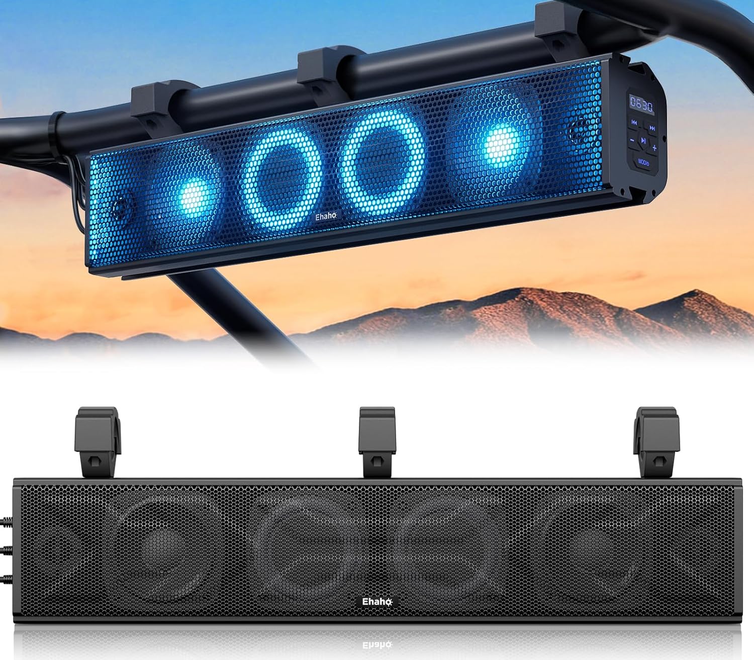 25 Inch UTV Sound Bar, ATV SoundBar Bluetooth with RGB Lighting, Amplified Power...