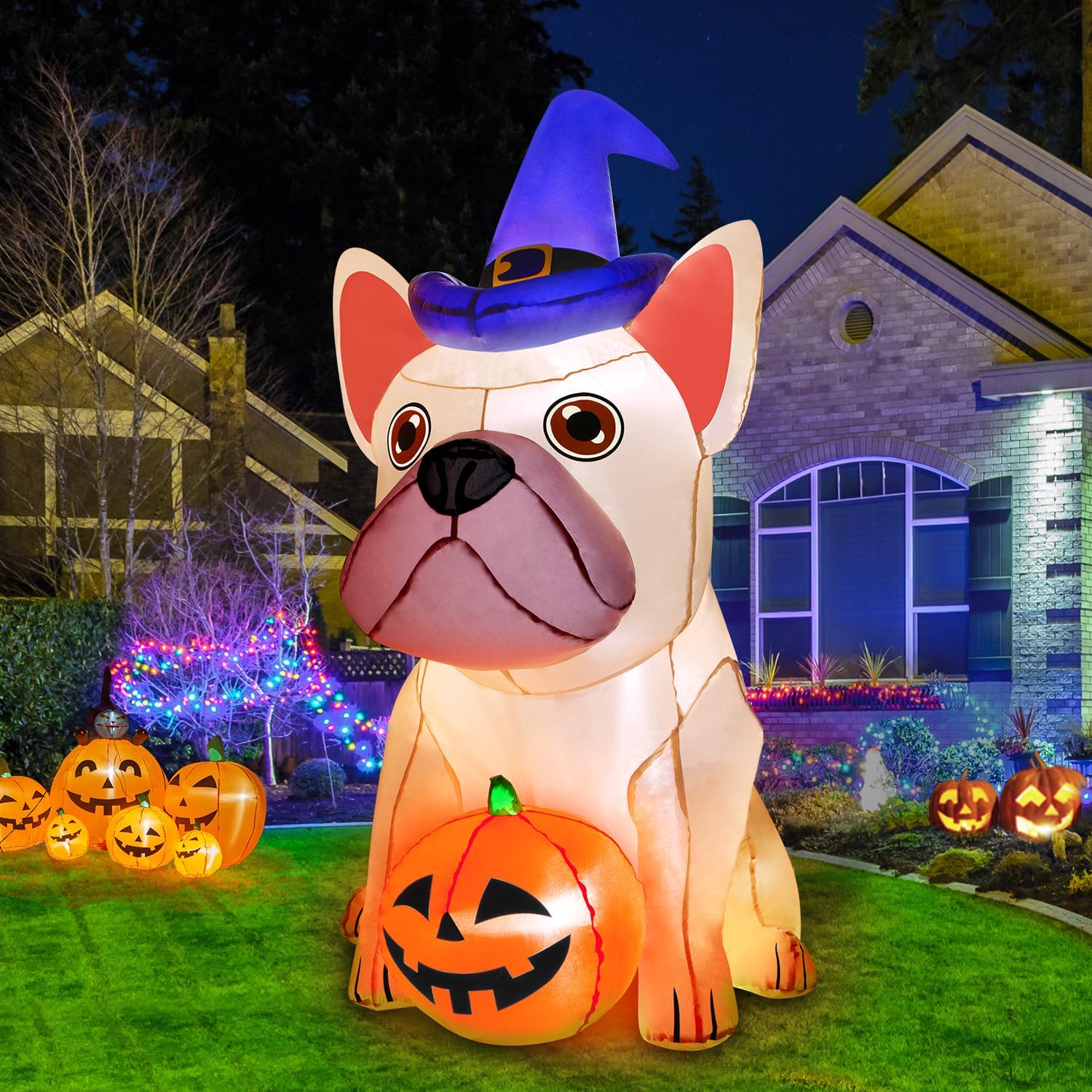 5Ft Halloween Inflatables Decorations Build-in Bright LEDs Blow Up Yard Pumpkin...
