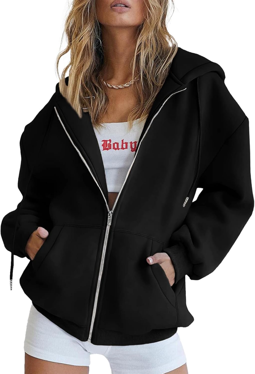 PRETTYGARDEN Women's Zip Up Y2K Hoodies Casual Long Sleeve Track Jackets With Po...