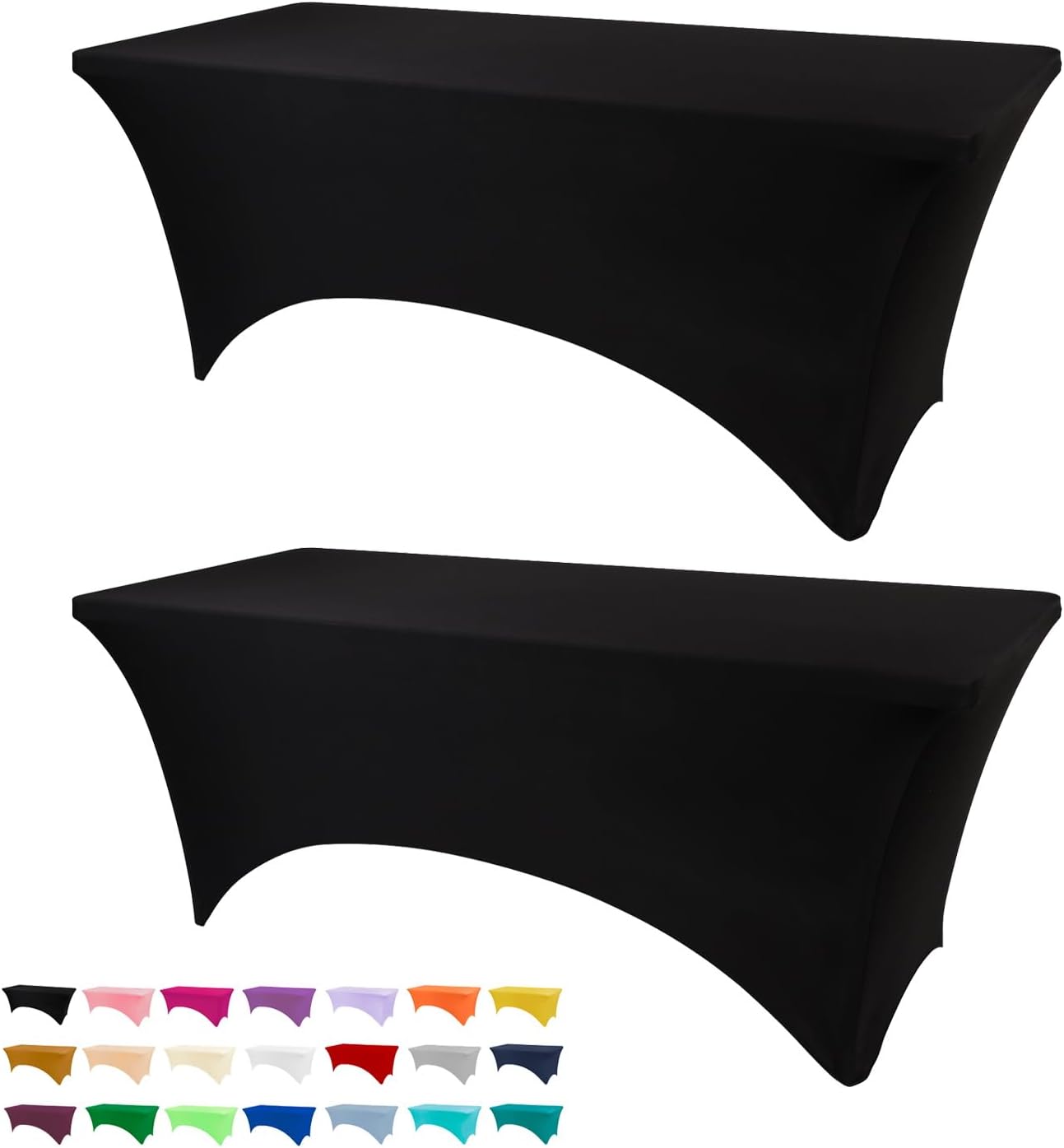 Table Covers for 6 Foot Tables 2 Pack, Spandex Table Covers 6ft, Black Table Clo...