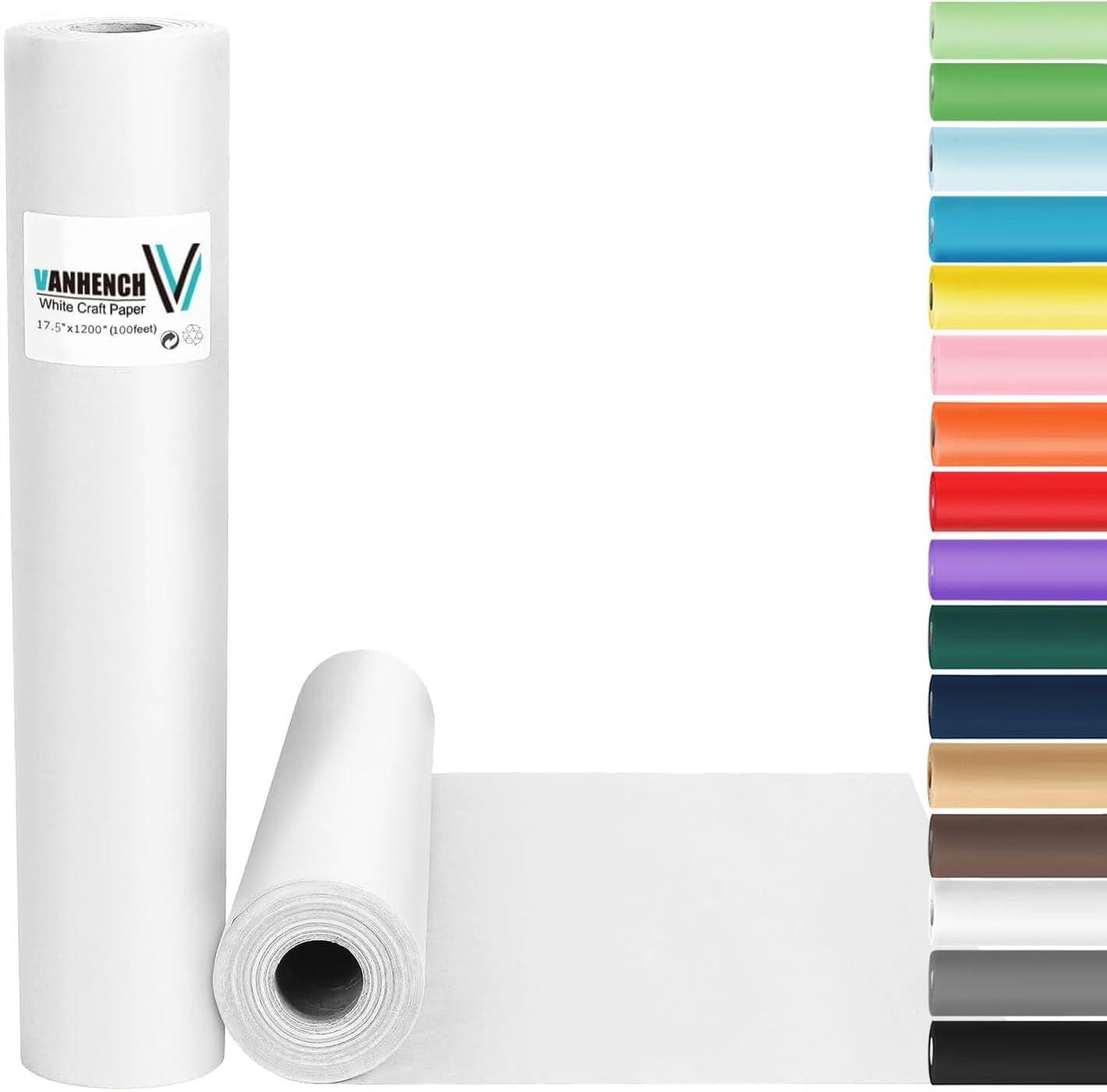 Vanhench White Wrapping Paper 17.5"x1200"(100') White Paper Easel Painting Drawi...