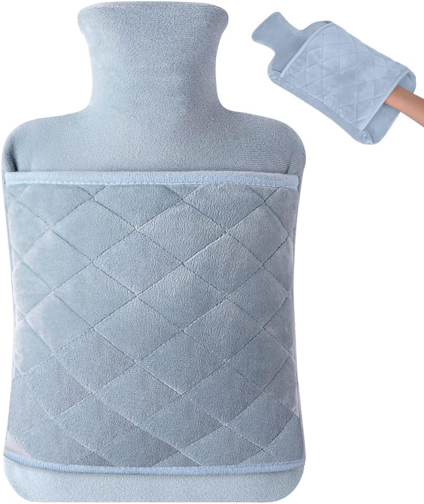Vicloon Hot Water Bottle, Ribbed Surface Both Sides, 2L Hot Water Bottle for Hot...
