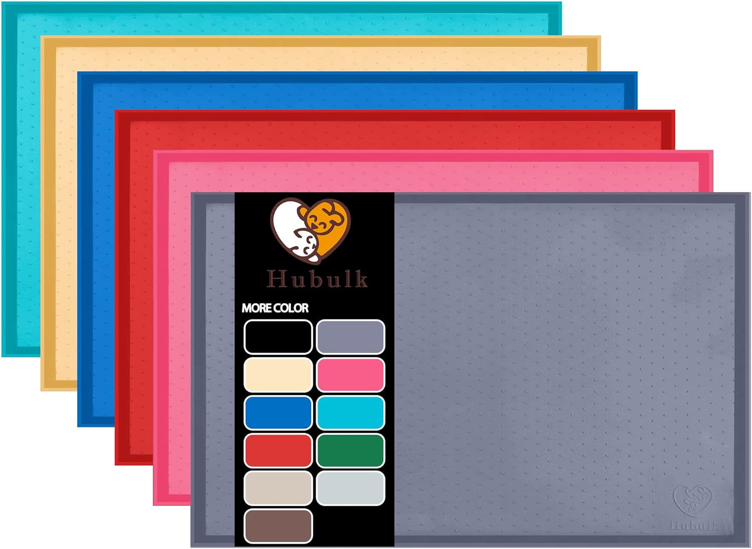 Hubulk Dog Feeding Mat,100% Waterproof Food Grade Silicone Pet Food and Water Bo...
