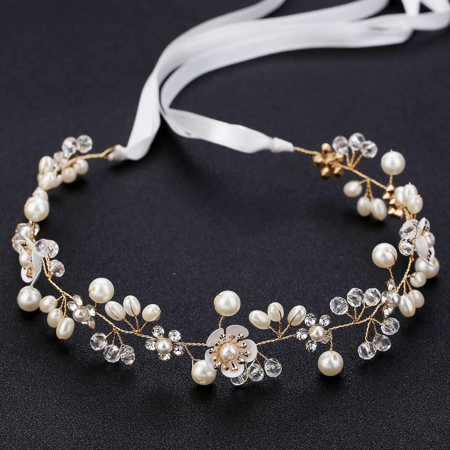 KAYZON Hair Accessories: Bridal Pearl Flower Headpiece Headband for Girls, Flowe...