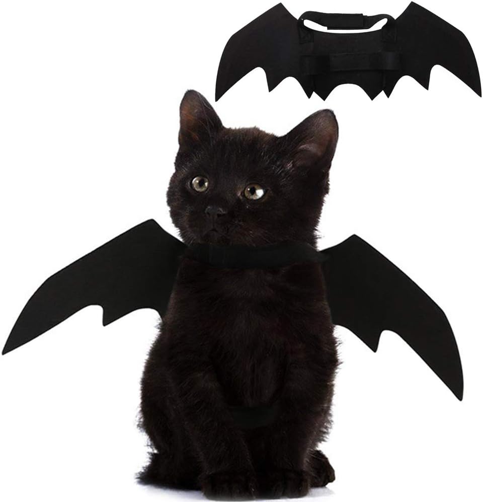 Pet Cat Bat Wings for Halloween Party Decoration, Puppy Collar Leads Cosplay Bat...