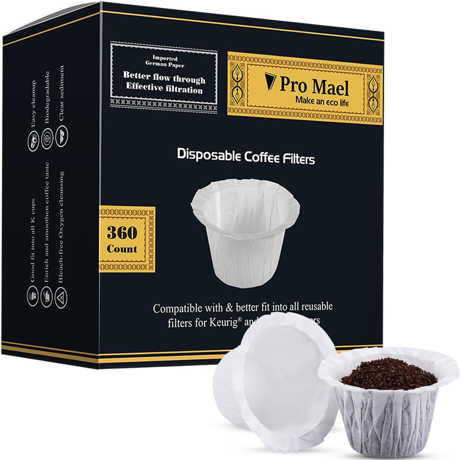 Pro Mael 360 Count Disposable K Cup Filters, Coffee Filter Paper for Keurig Brew...