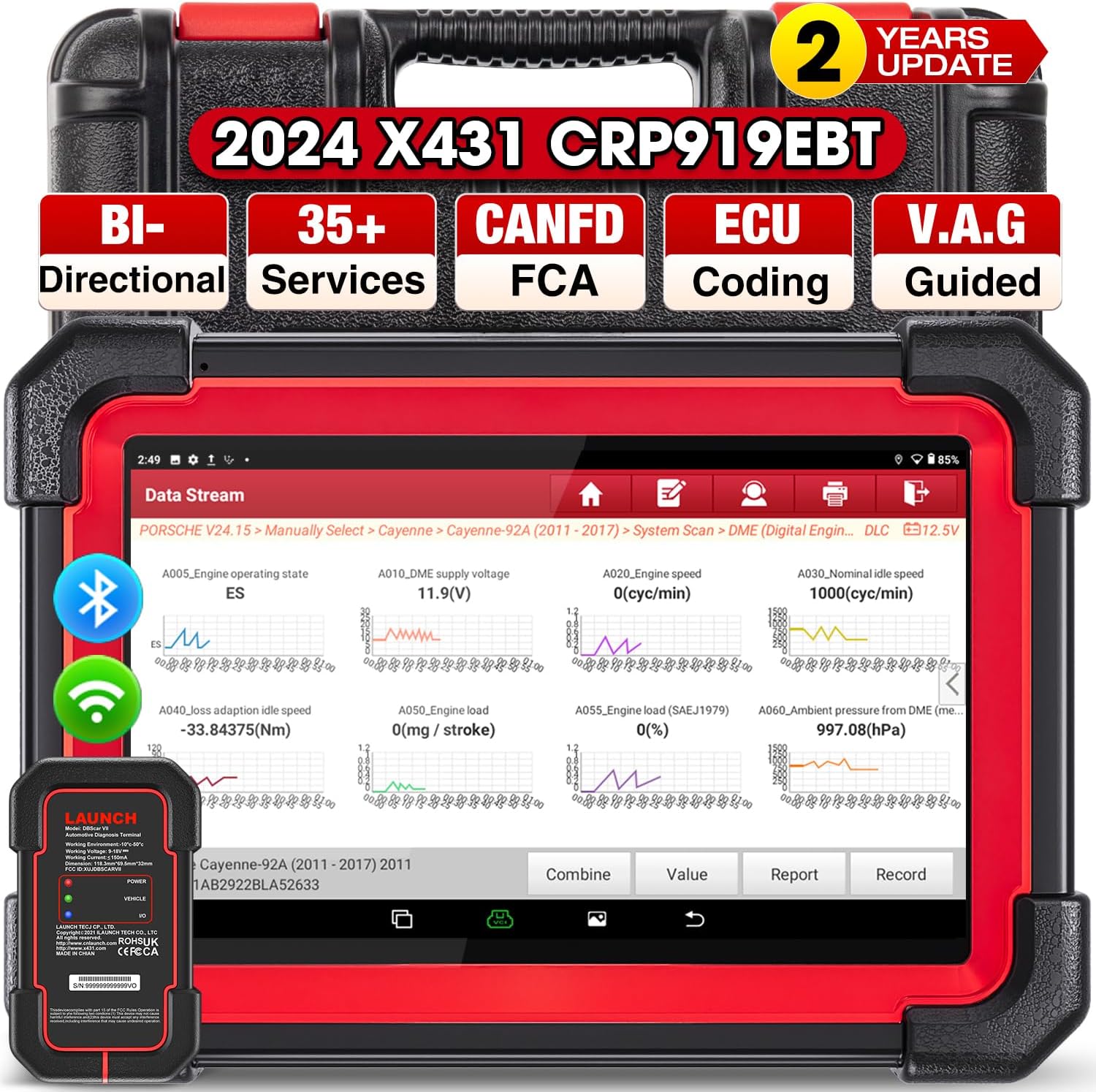 LAUNCH X431 CRP919EBT Elite OBD2 Scanner, 2024 Wireless Bidirectional Scan Tool,...