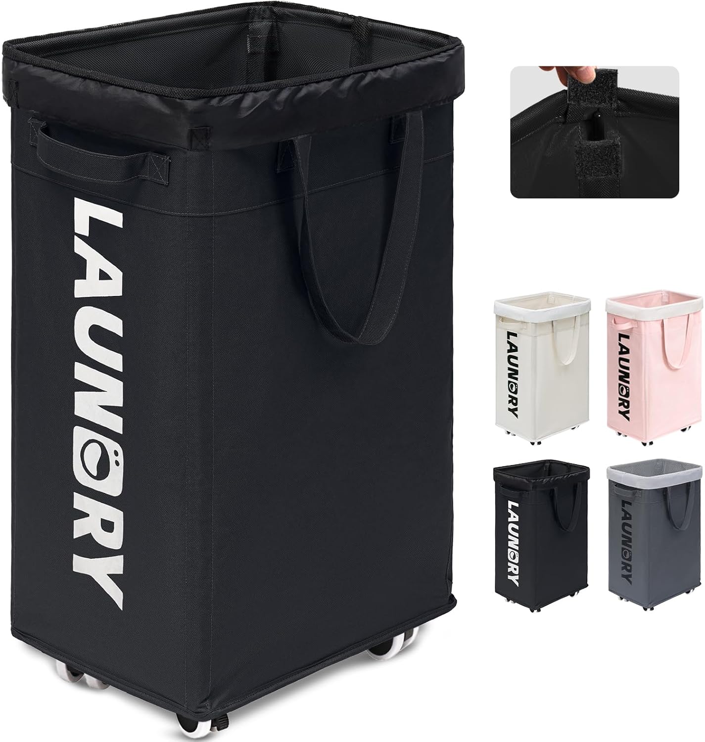 Goodpick Slim Laundry Hamper with Wheels, 75L Dorm Laundry Basket, Dirty Laundry...