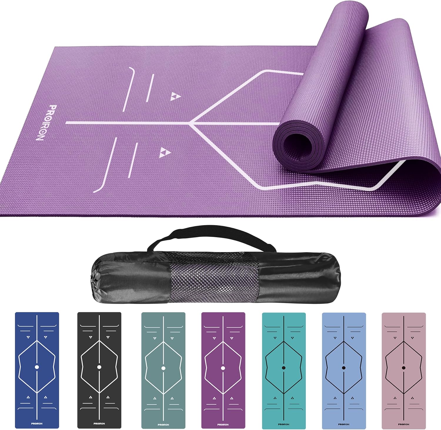 PROIRON Yoga Mat with Premium Alignment - Extra Yoga Bag Included - Comfort Eco...