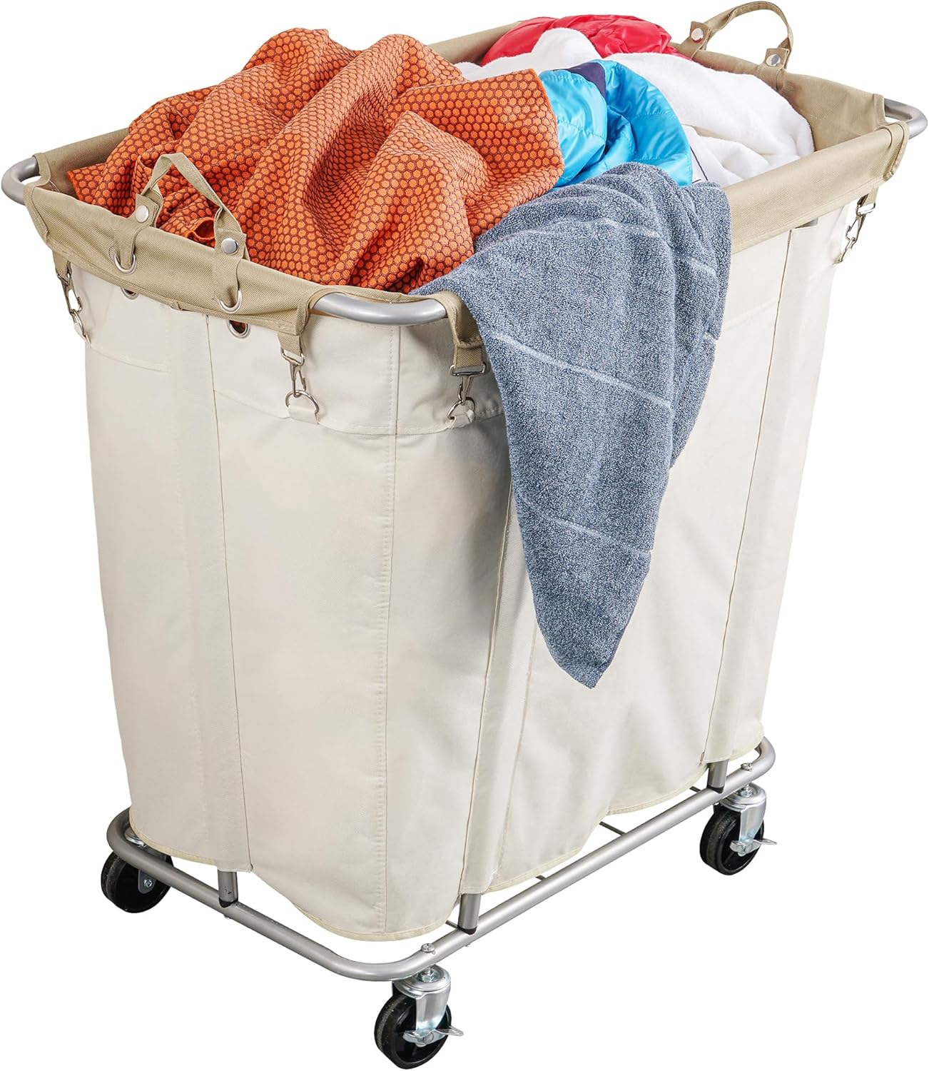 PLKOW Laundry Cart with Wheels 320L Large Rolling Laundry Cart for Commercial/Ho...