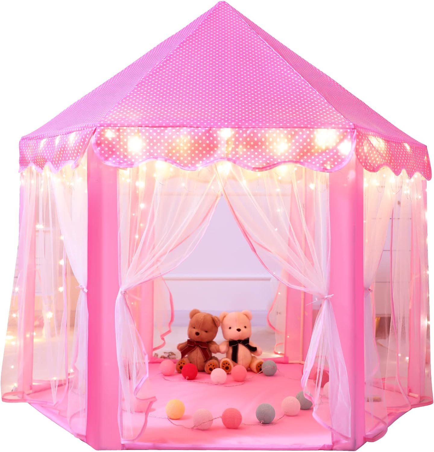 Sumbababy Princess Castle Tent for Girls Fairy Play Tents for Kids Hexagon Playh...