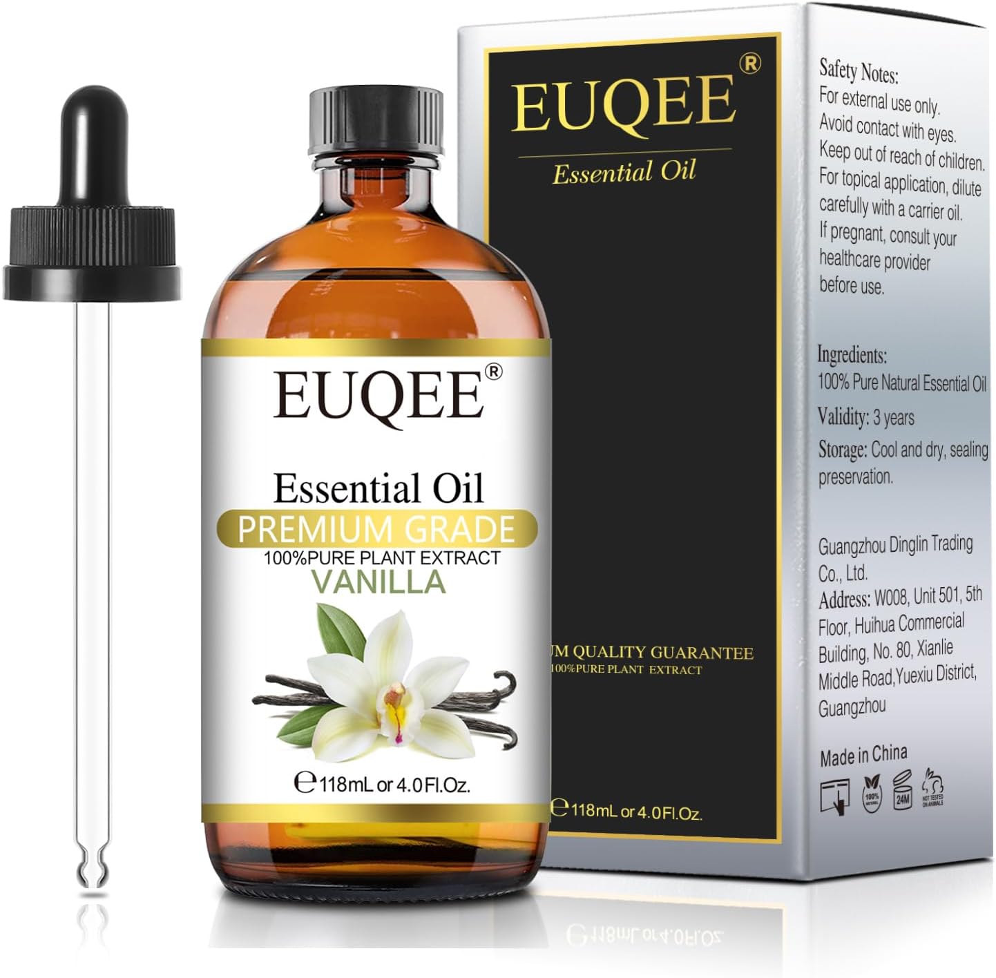 Premium EUQEE Vanilla Essential Oil, High-Quality Vanilla Oil with Glass Dropper...