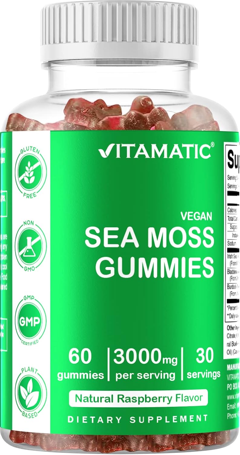 Vitamatic Irish Sea Moss Gummies - 3000 mg - 60 Vegan Gummies - Made with Bladde...