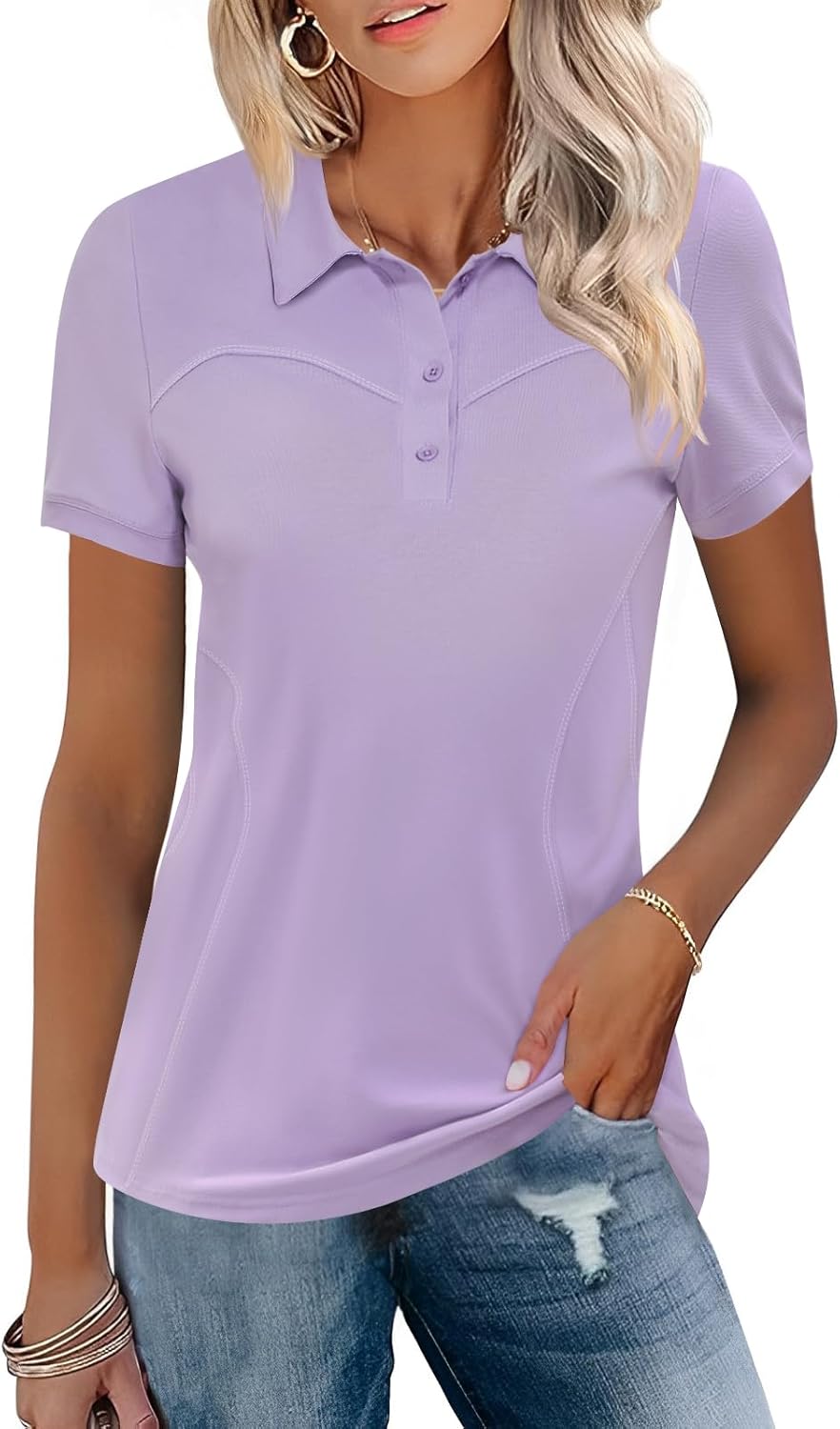 TFSDOD Womens Golf Polo Shirts Collared Short Sleeve T Shirt Lightweight Moistur...