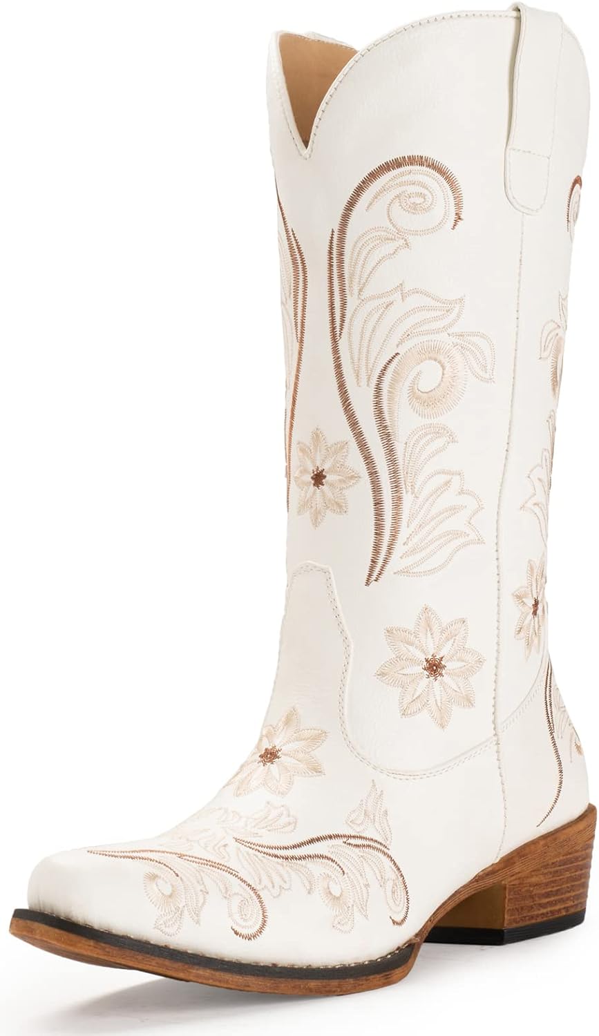 IUV Cowboy Boots for Women, Special Mid Calf Western Boots, Innovative Cowgirl P...