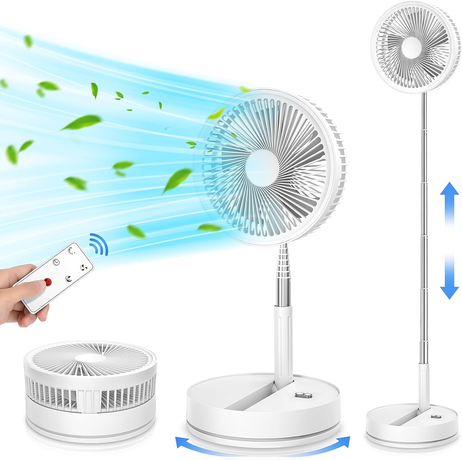 LIPETY 9" Portable Standing Oscillating Fan with Remote - 7200mAh Rechargeable B...