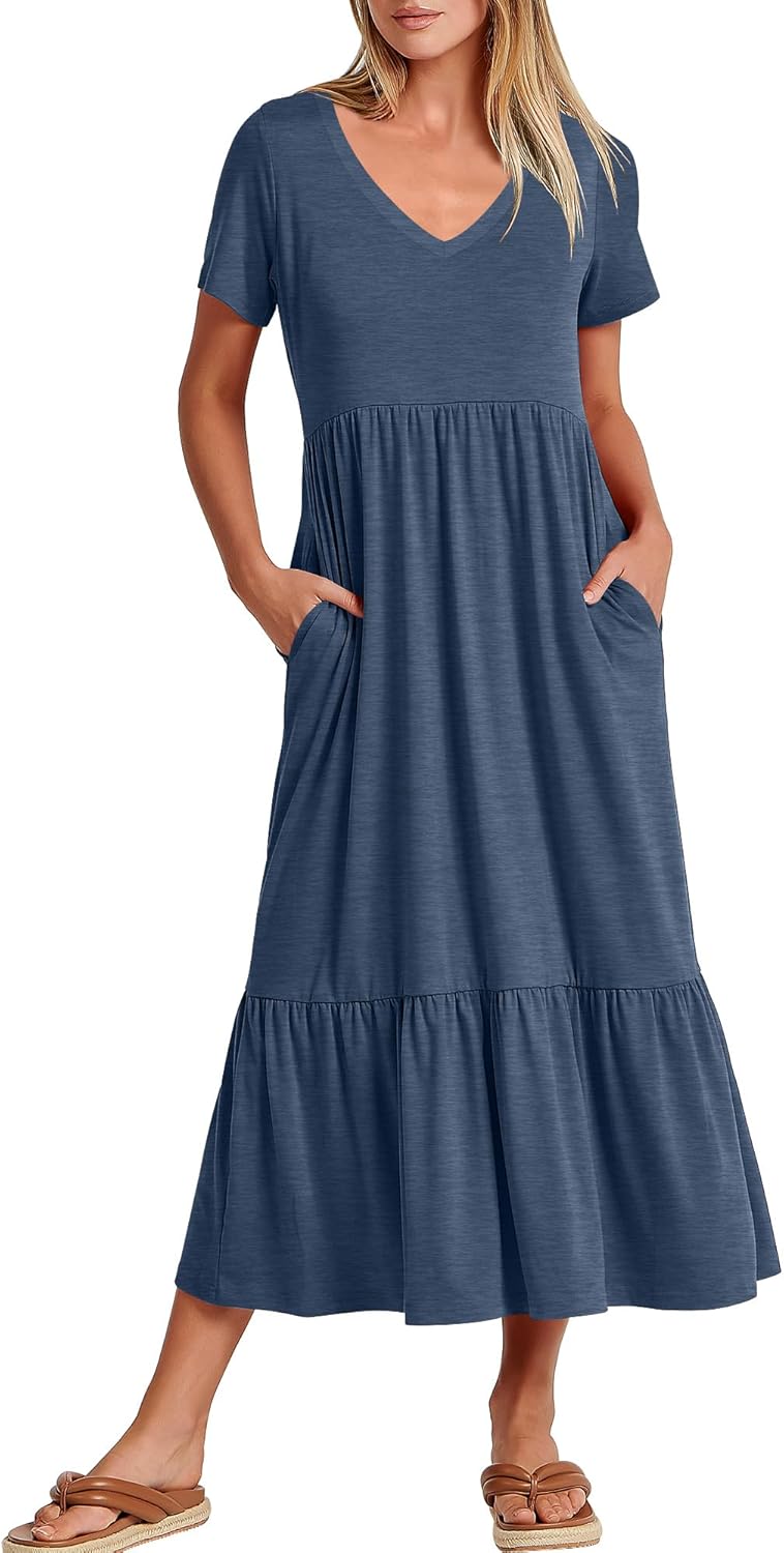 ANRABESS Women's Summer Casual Short Sleeve T Shirts, Special Maxi Dress, Innova...