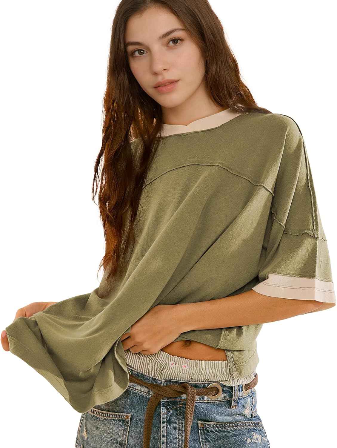 Songling Womens 3/4 Length Sleeve Casual Loose Fit Summer Tee Shirt Basics Cotto...